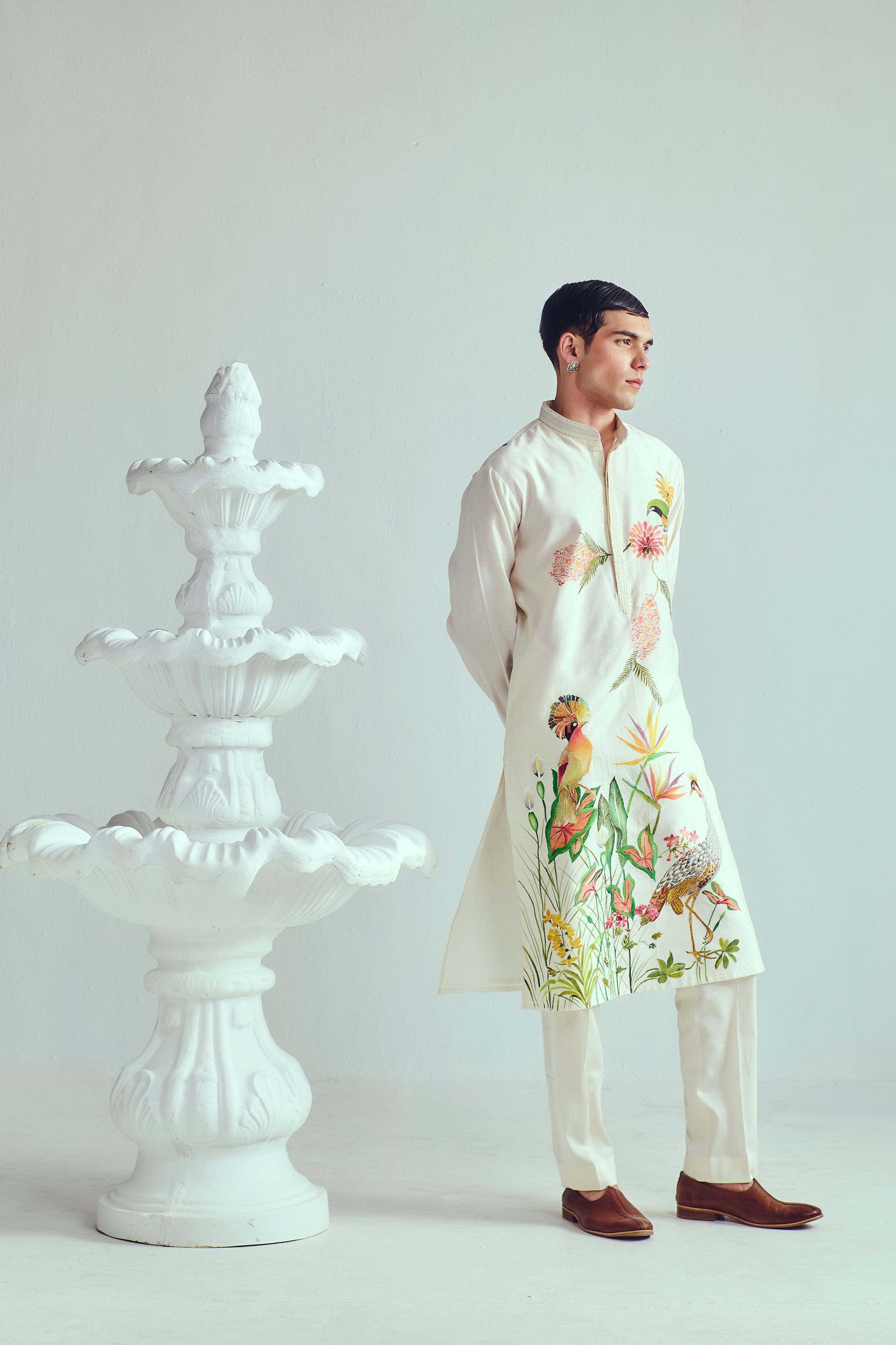 Crowned Crane Kurta set