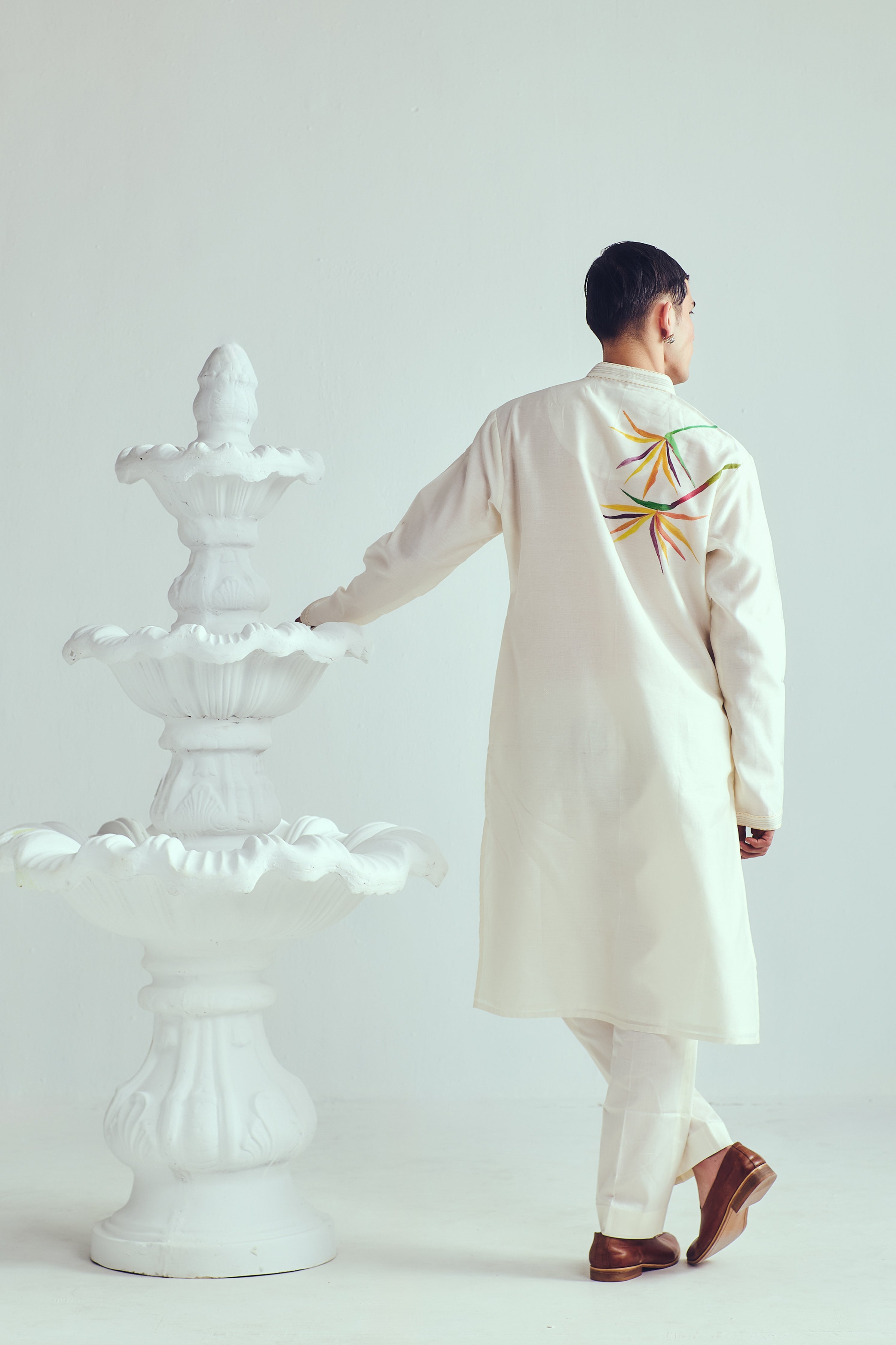 Crowned Crane Kurta set