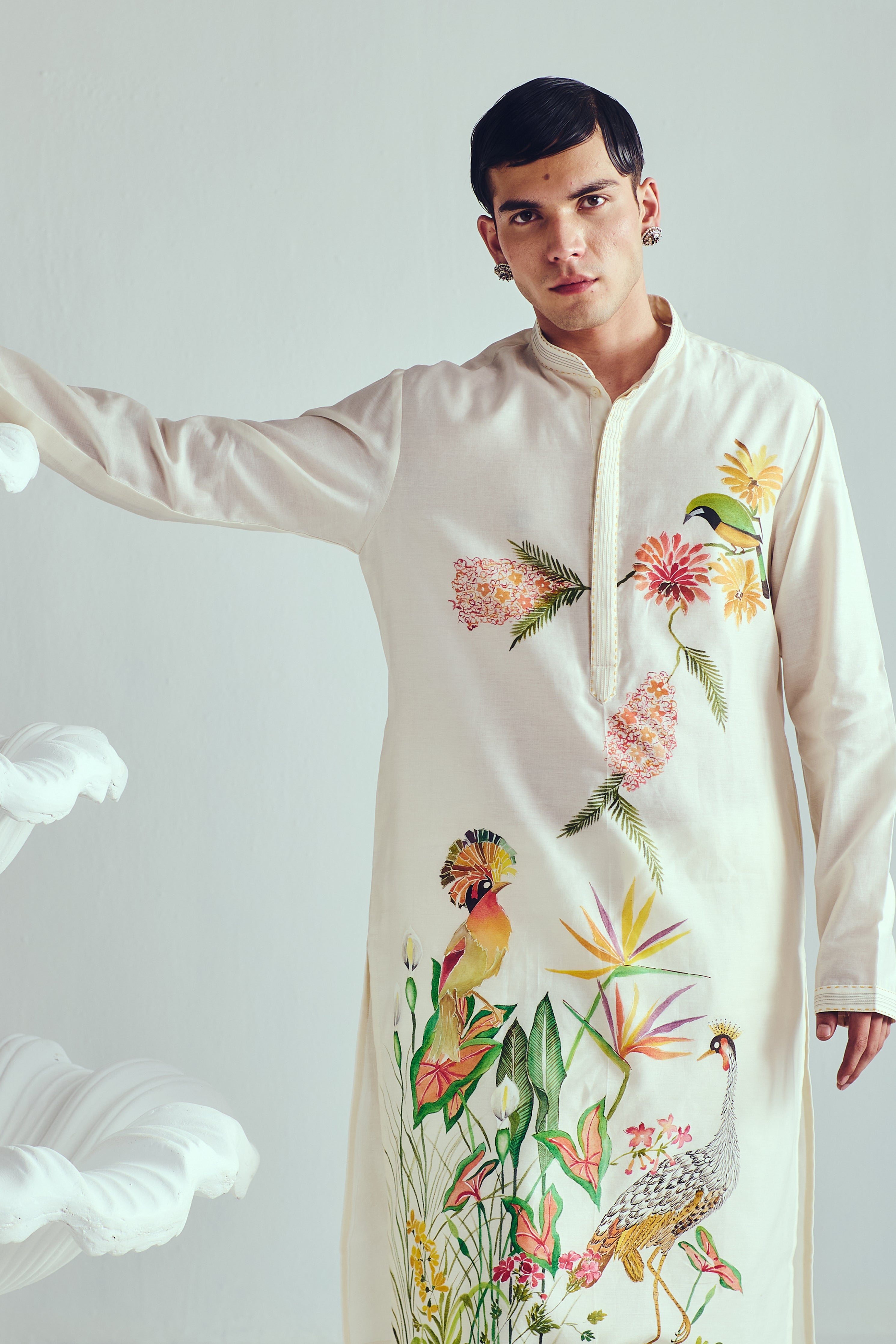 Crowned Crane Kurta set