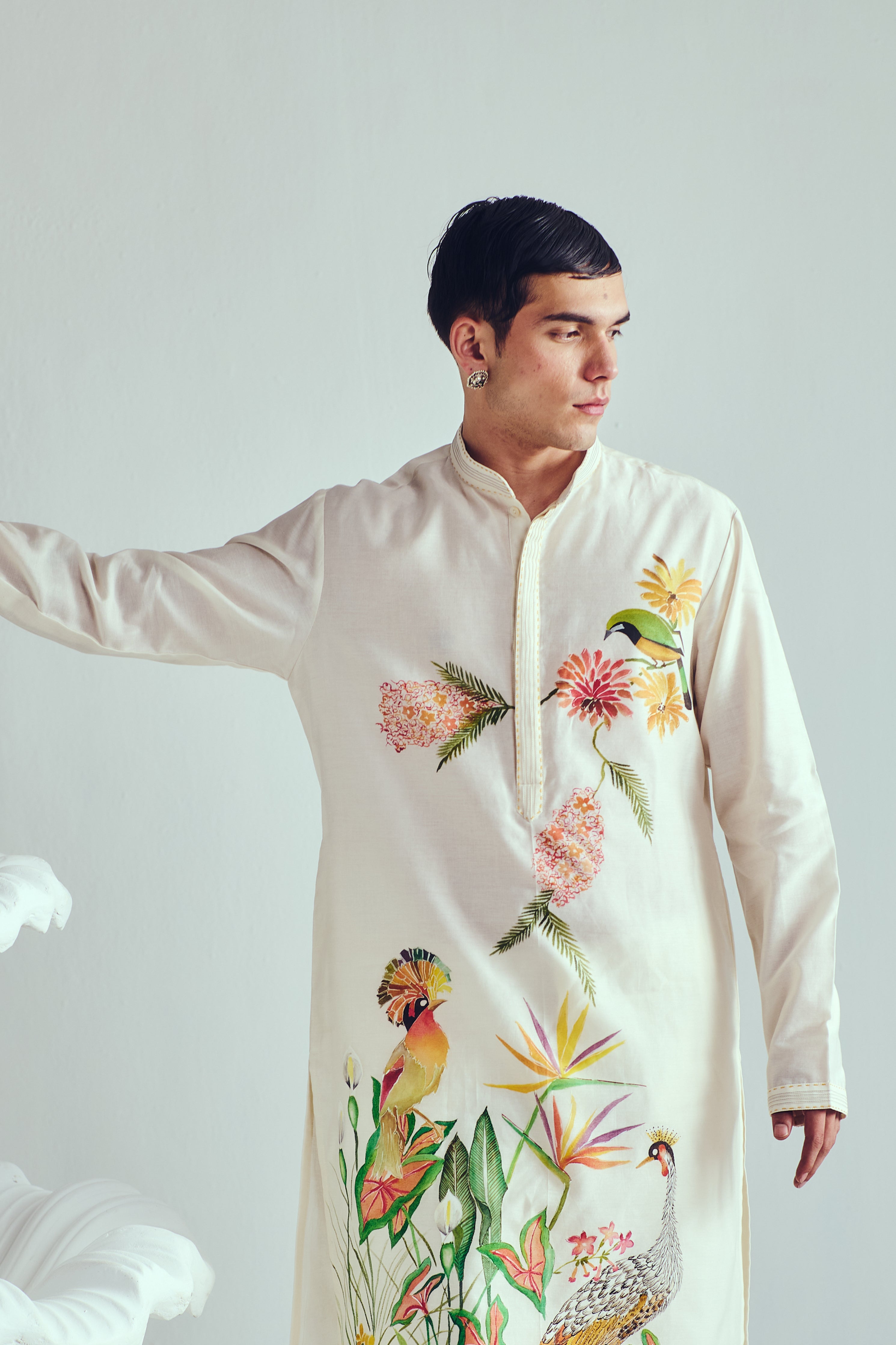 Crowned Crane Kurta set