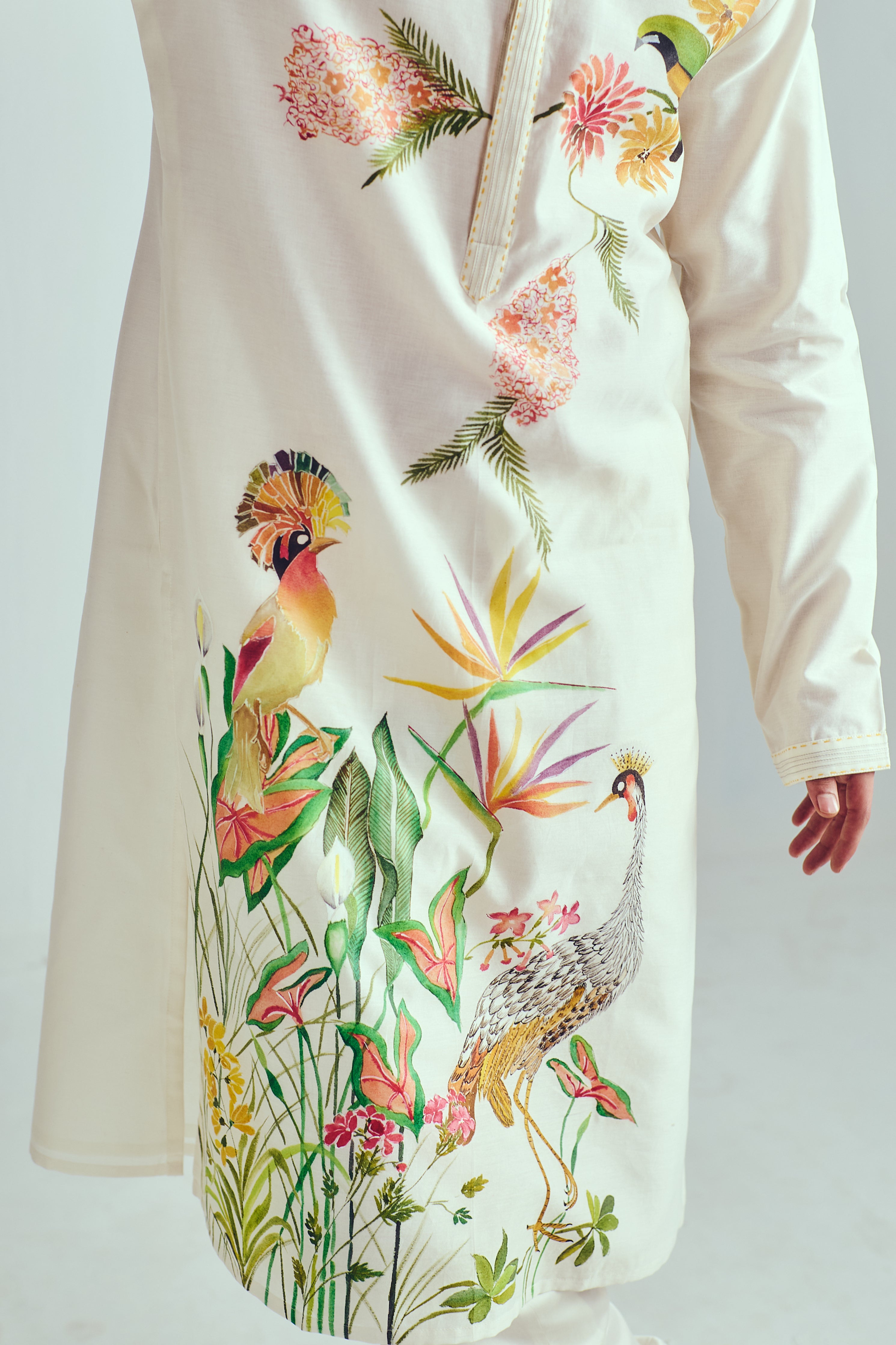 Crowned Crane Kurta set