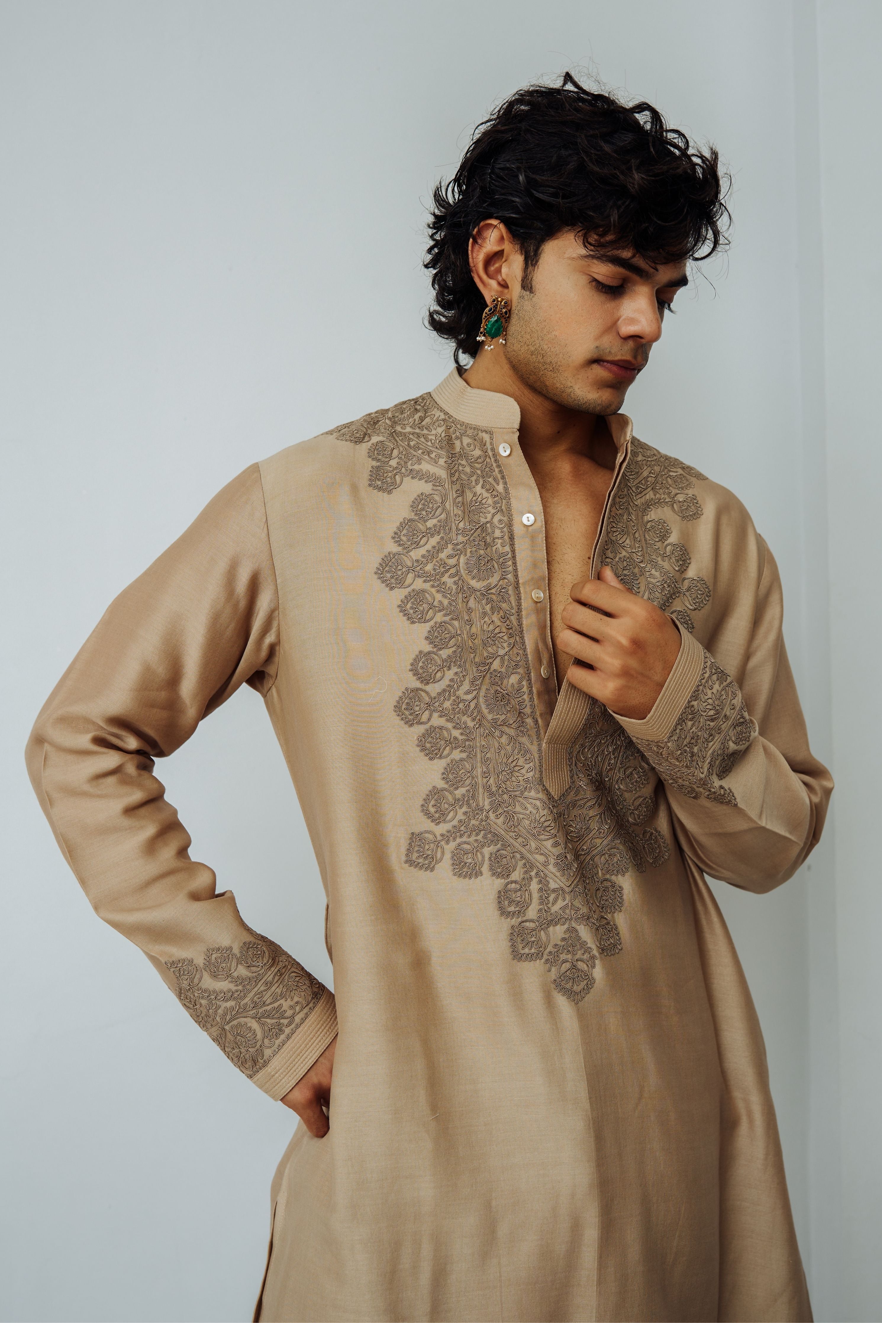 Dark Beige Adams Garland Kurta Set