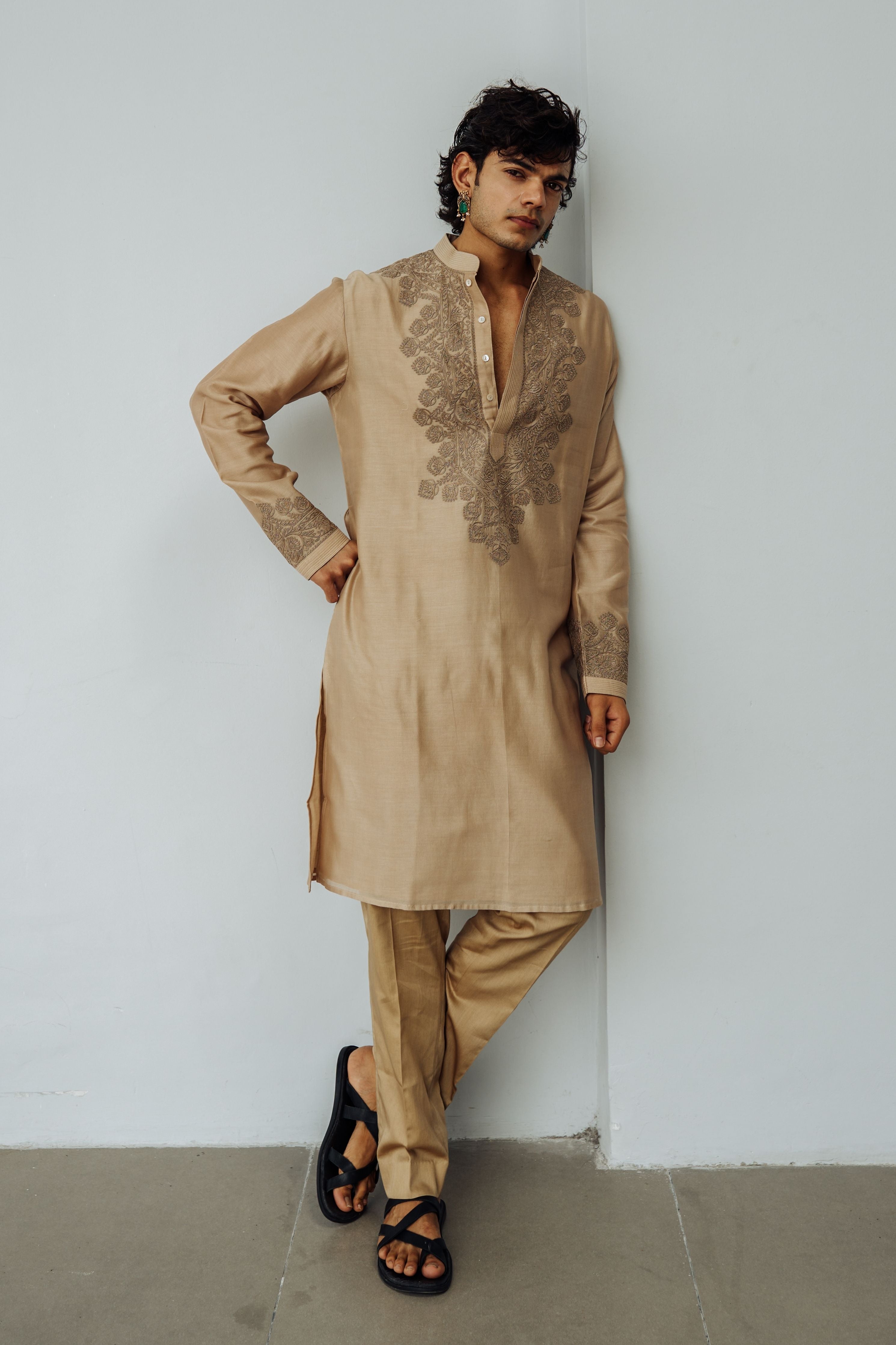 Dark Beige Adams Garland Kurta Set