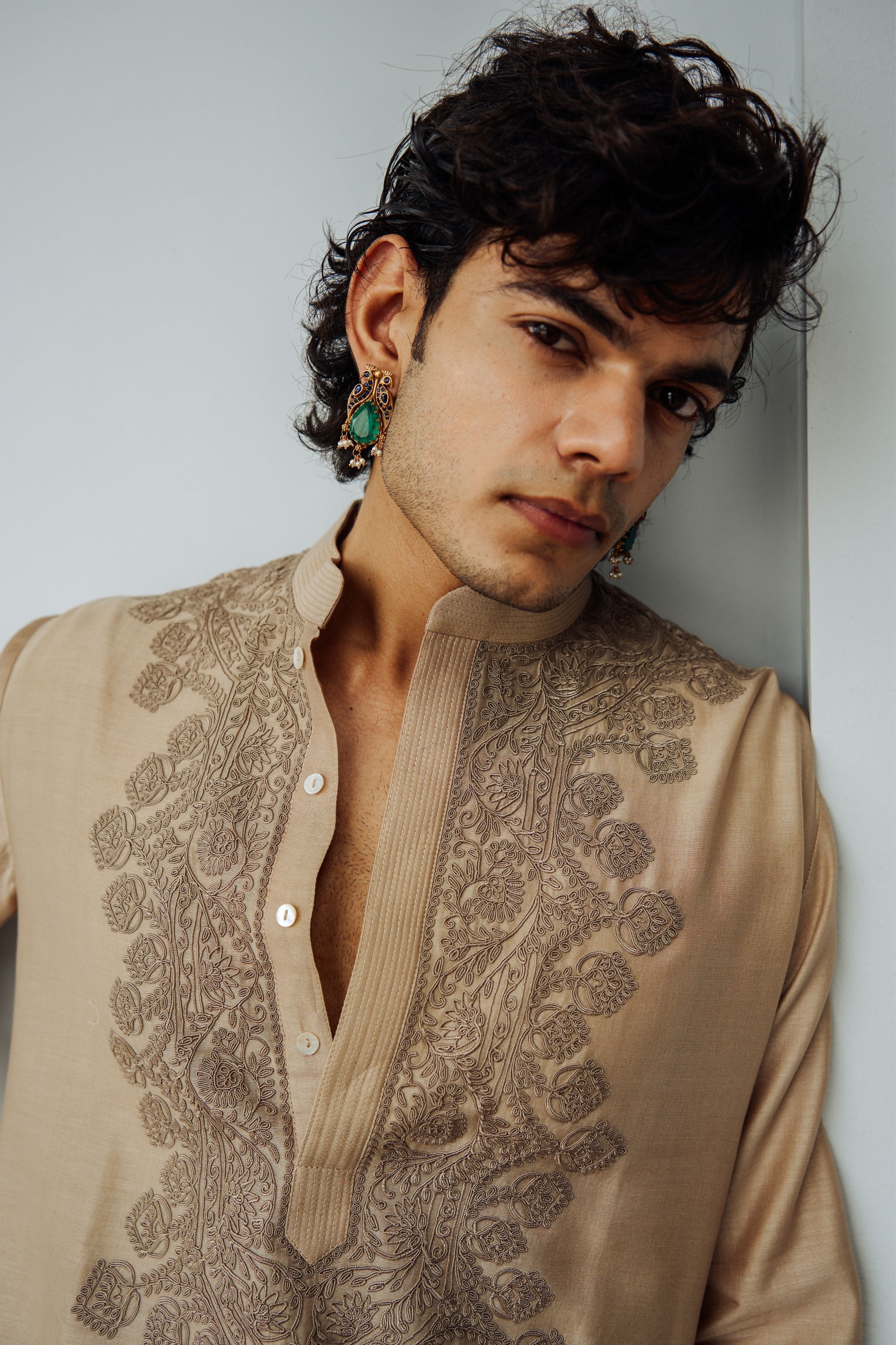 Dark Beige Adams Garland Kurta Set