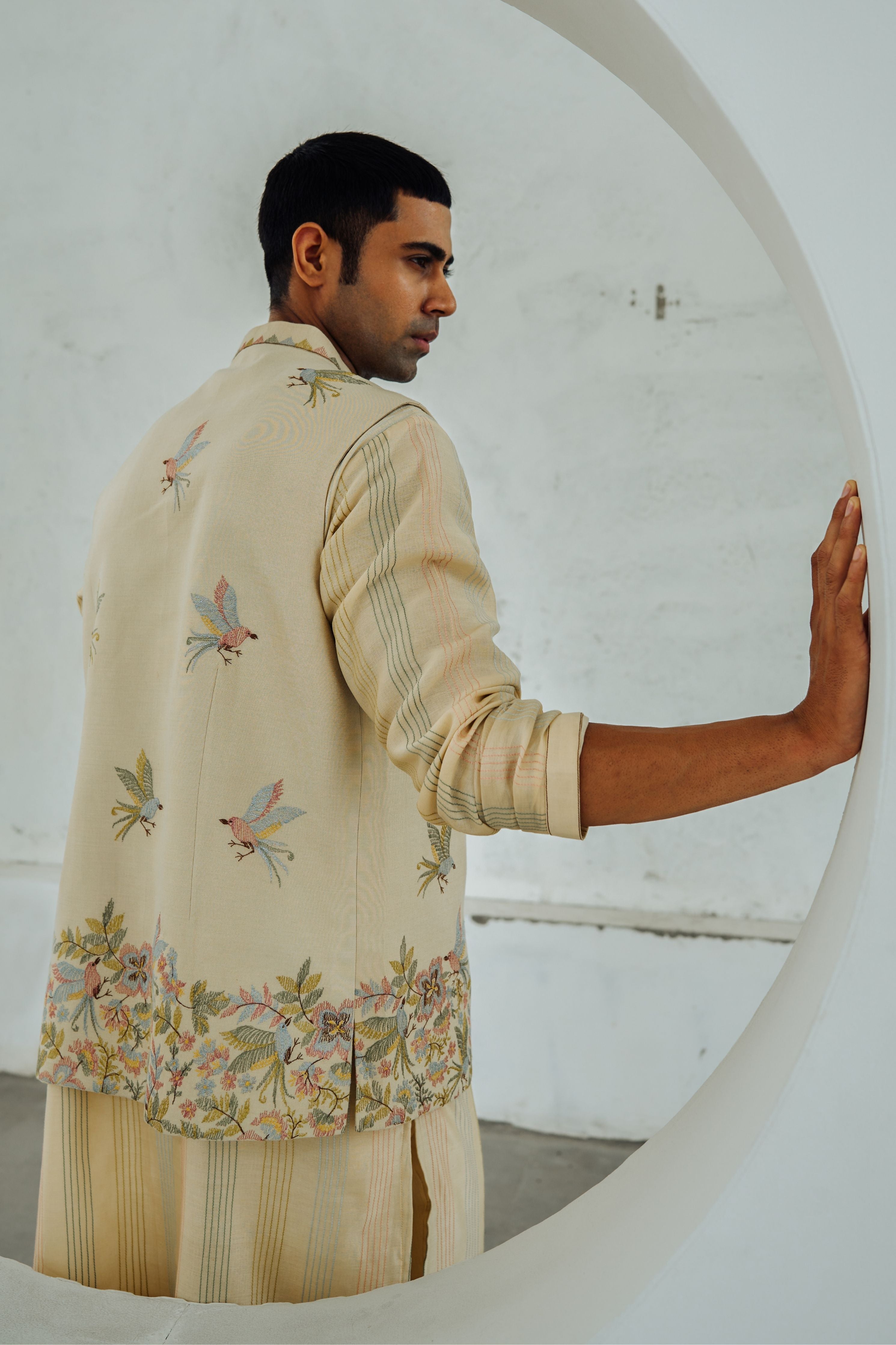 Beige Ikat Kurta Set
