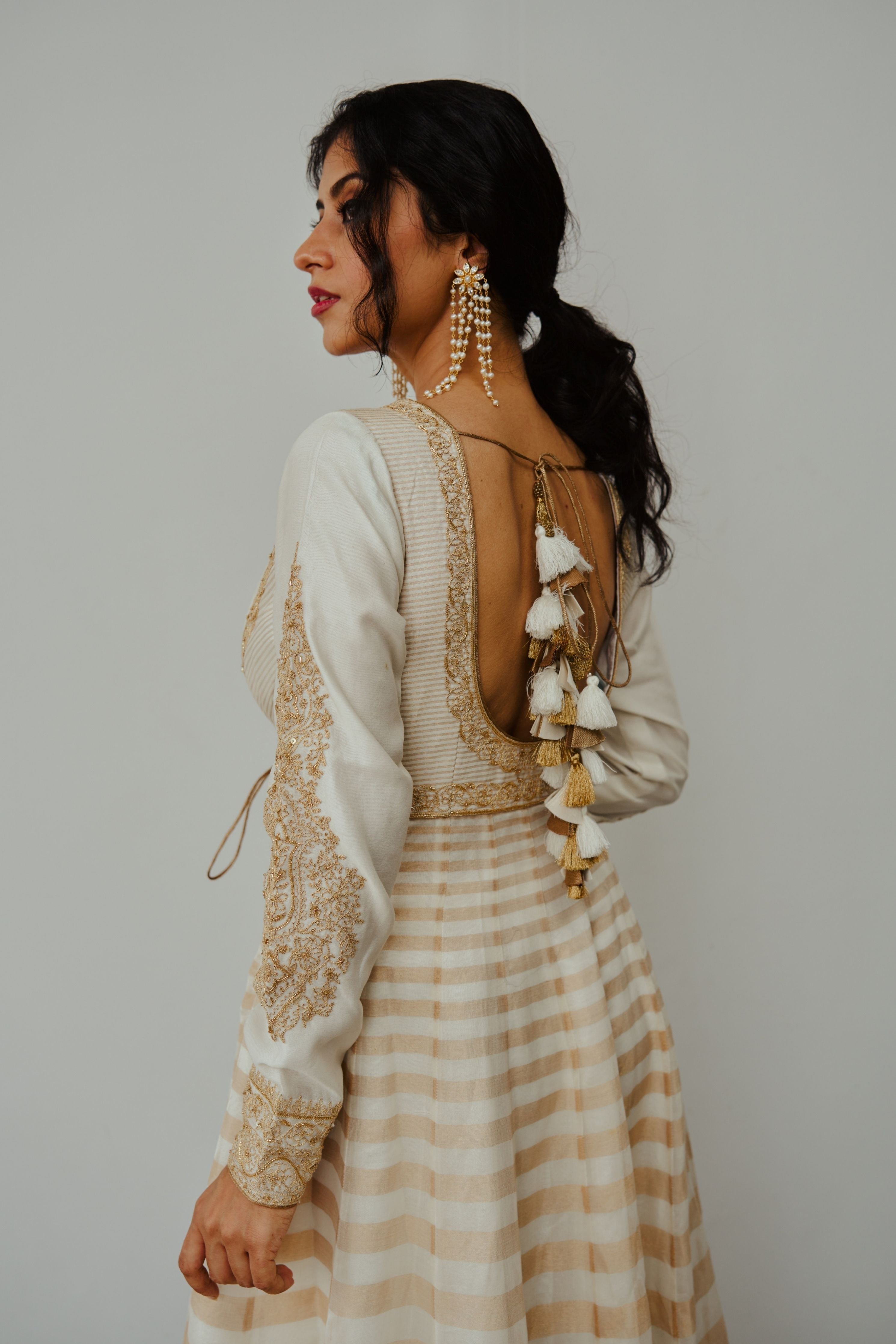 Mogra Ivory Anarkali Set