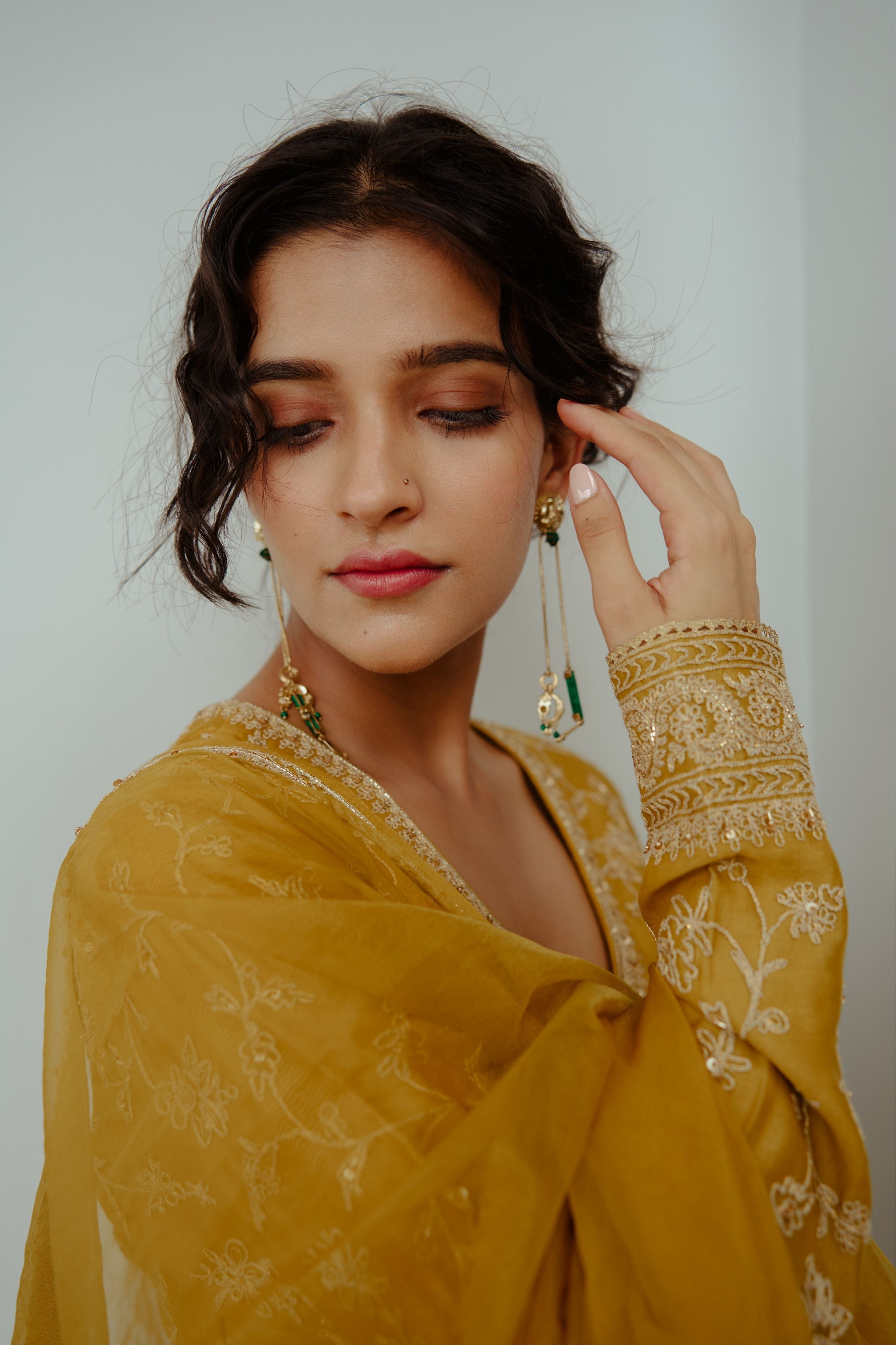 Surajmukhi Musturd Anarkali Set