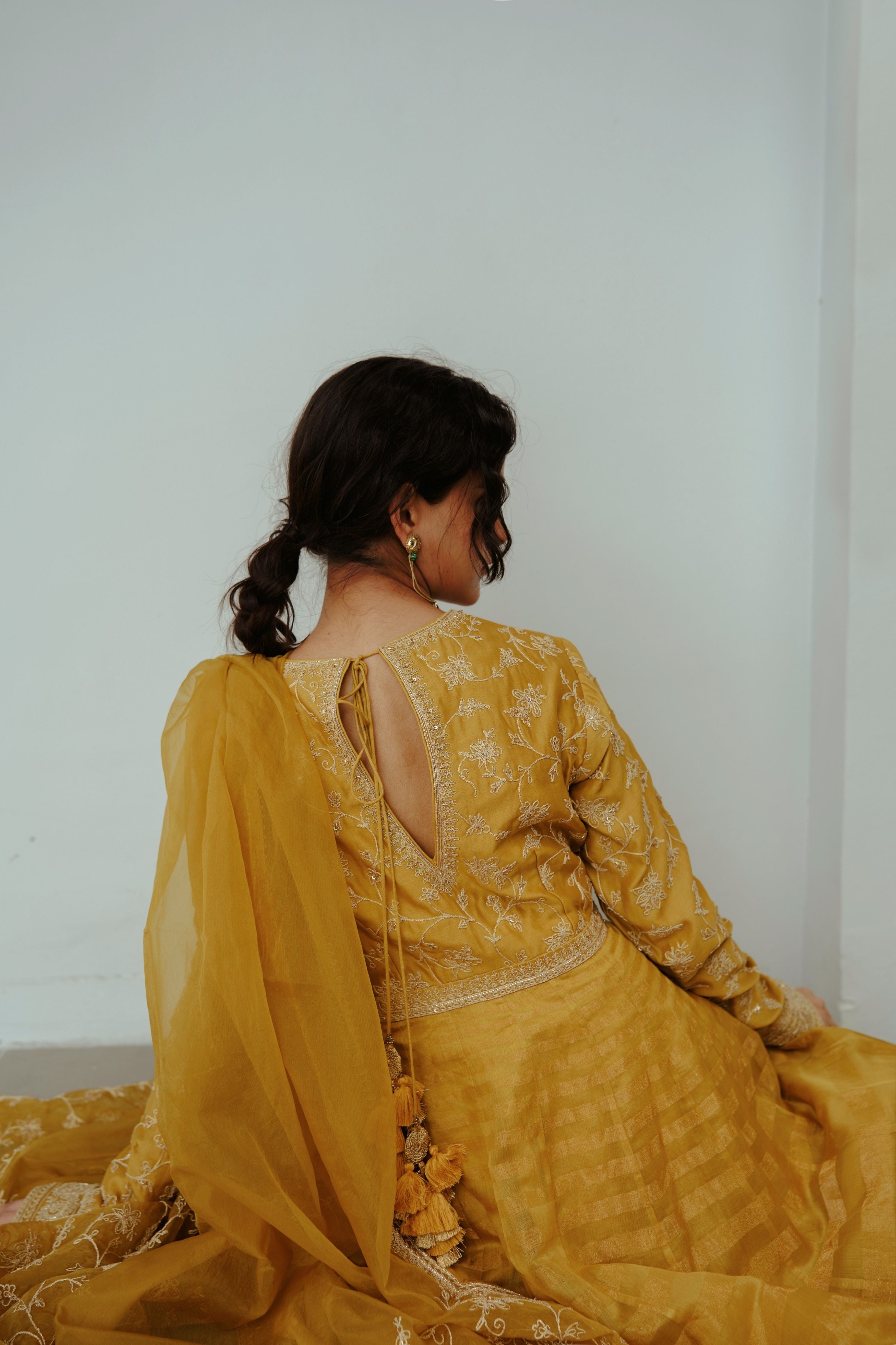Surajmukhi Musturd Anarkali Set