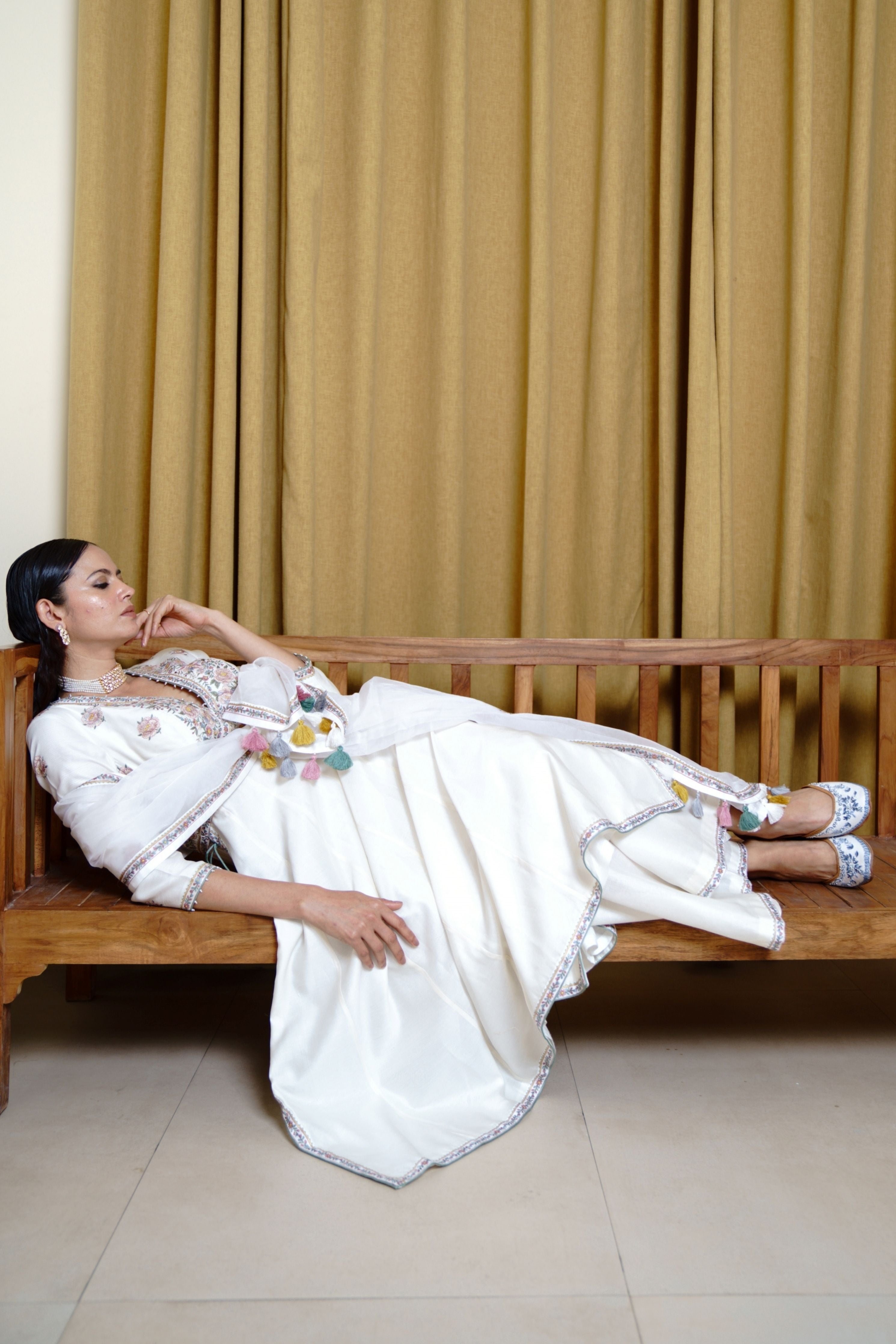 Tuscan Tulip Ivory Anarkali Set
