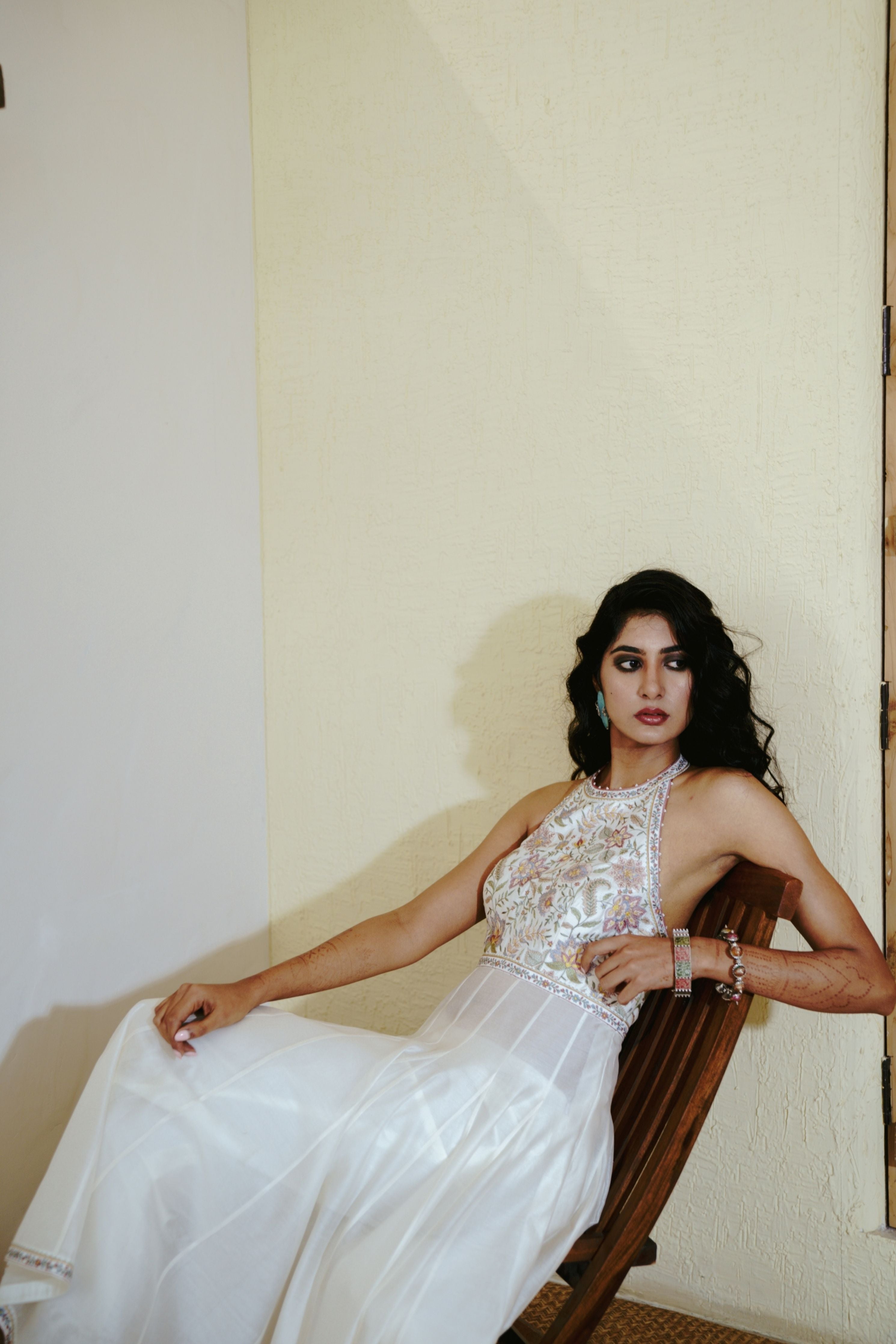 Santorini Sunset Ivory Anarkali Set