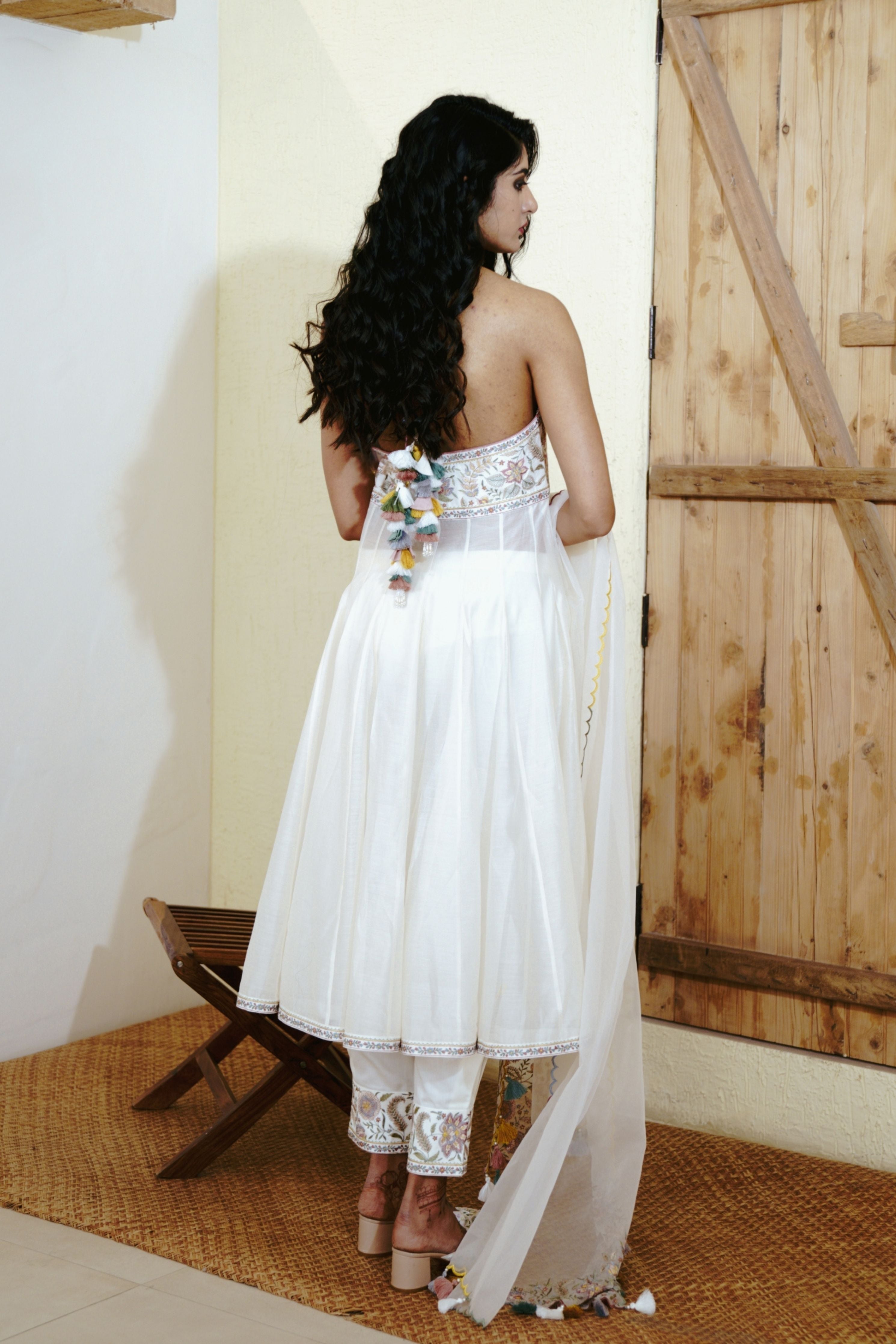 Santorini Sunset Ivory Anarkali Set
