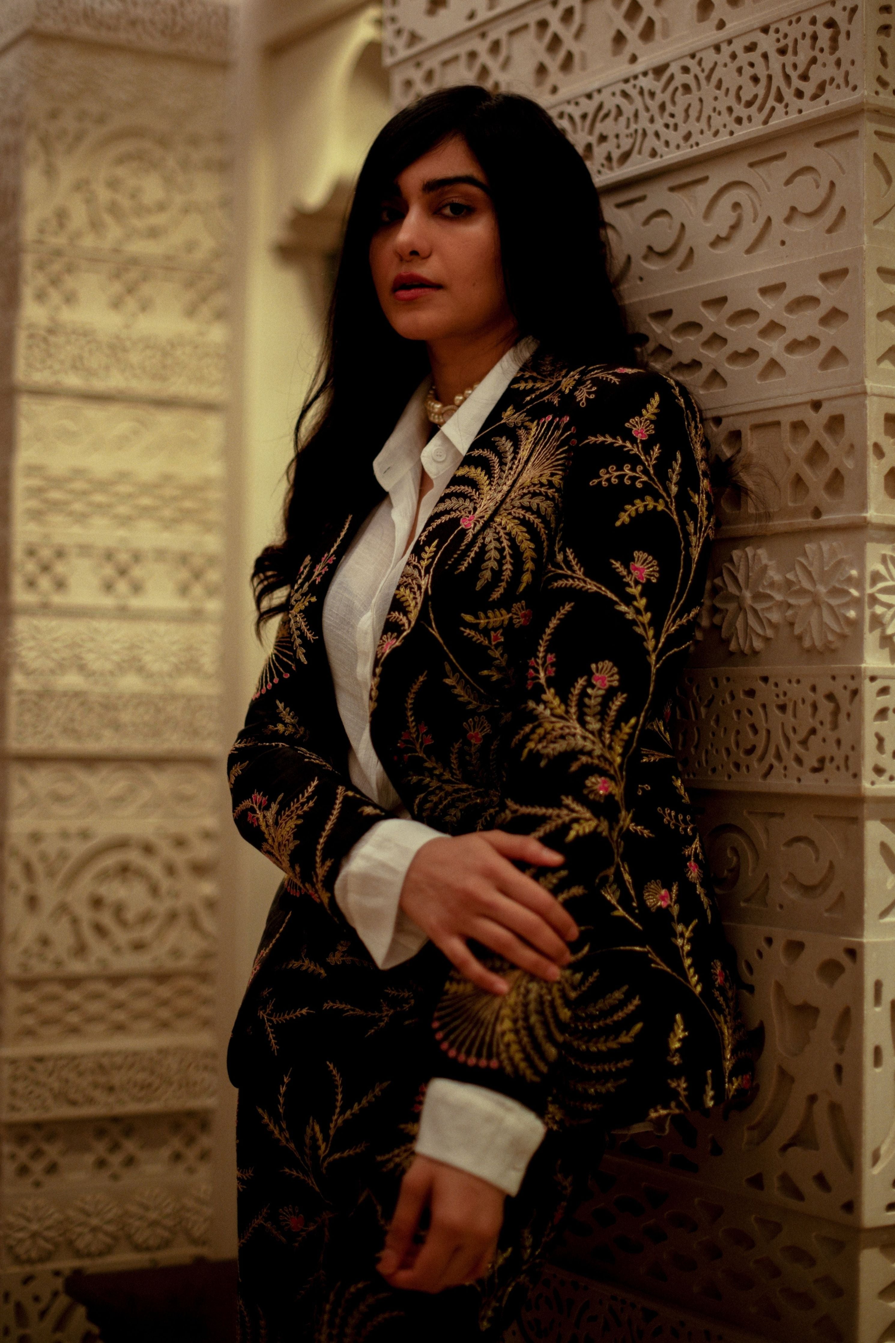 The Great Indian Jacobean Charcoal Black Jacket Set
