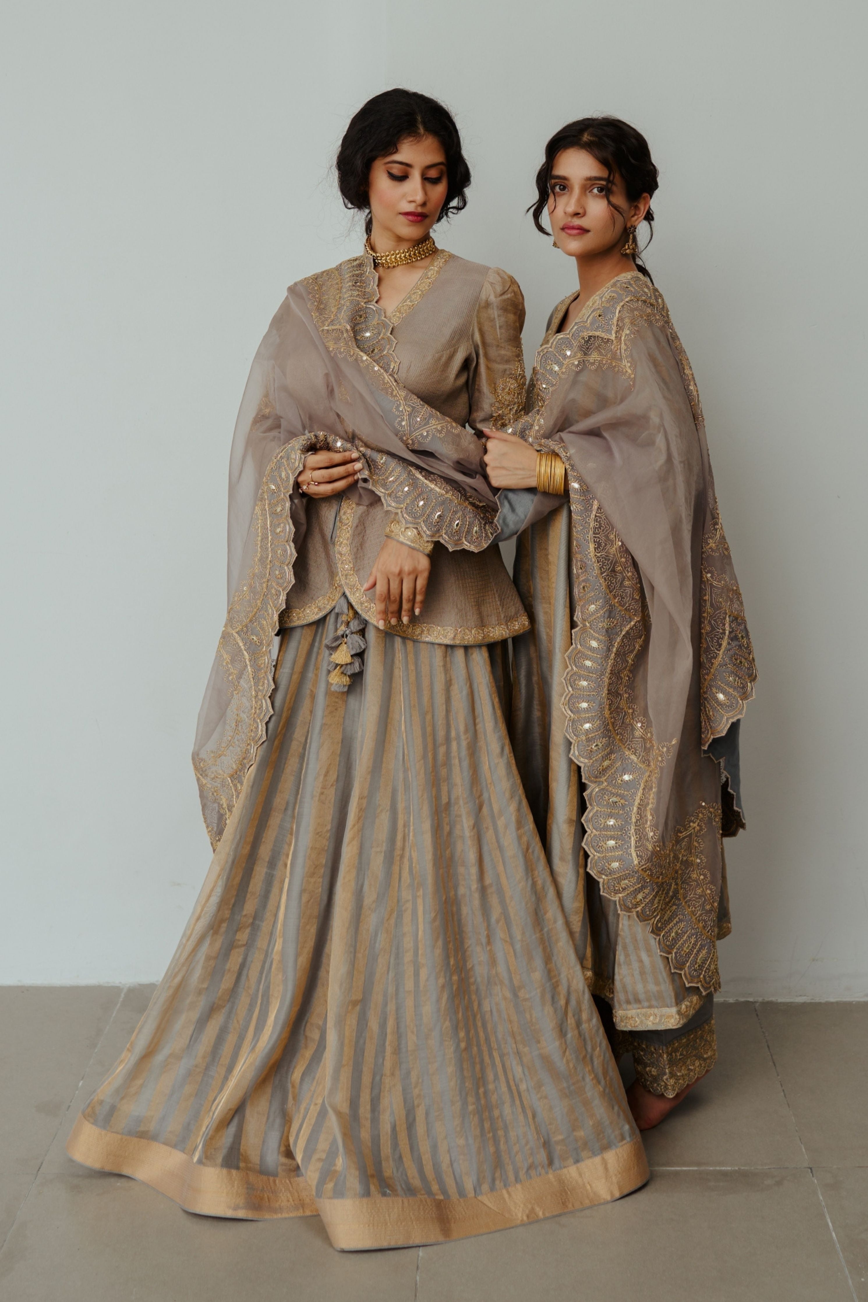 Nargis Smoky grey Kaftan Set