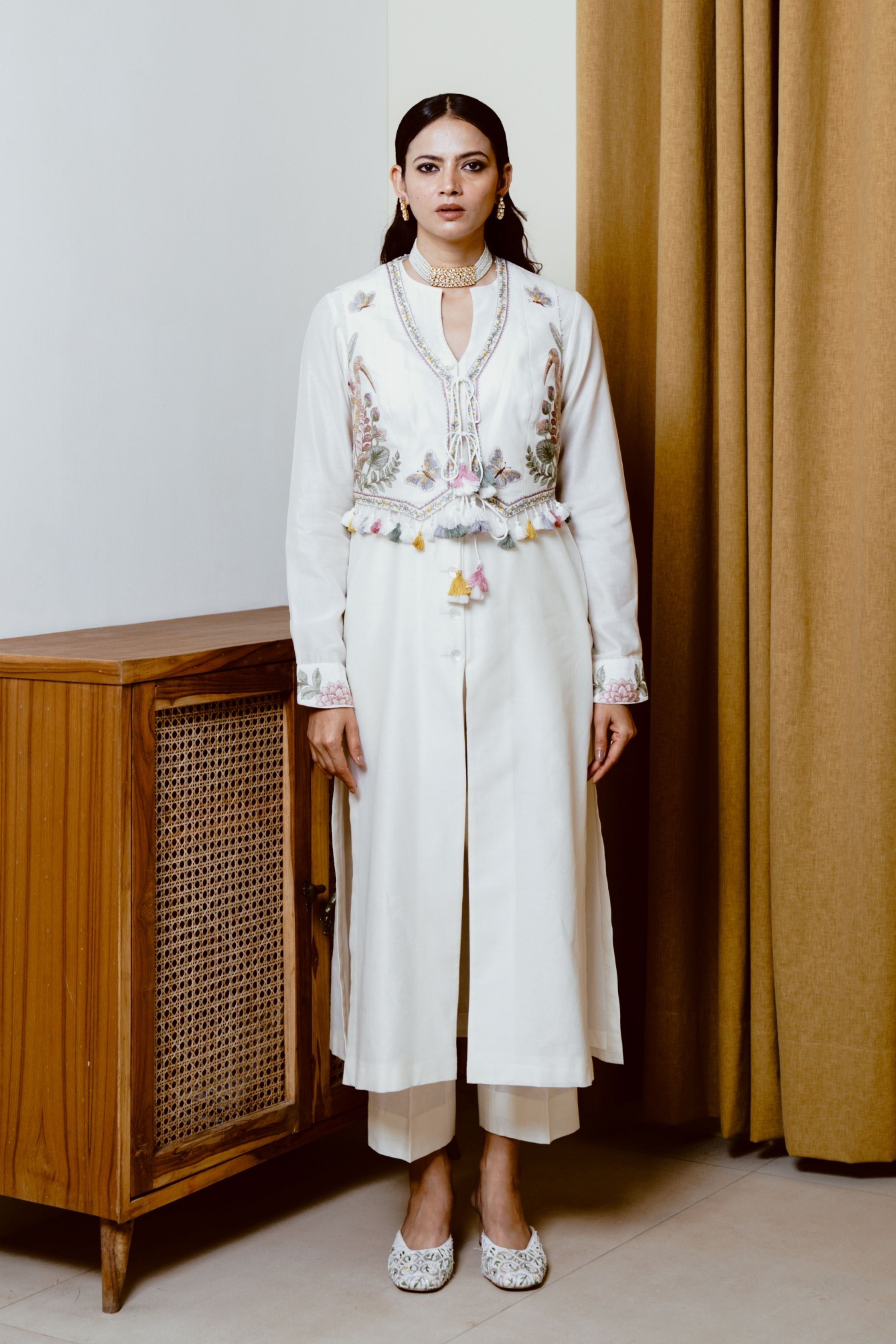 Sarus and Sea Ivory Kurta Set