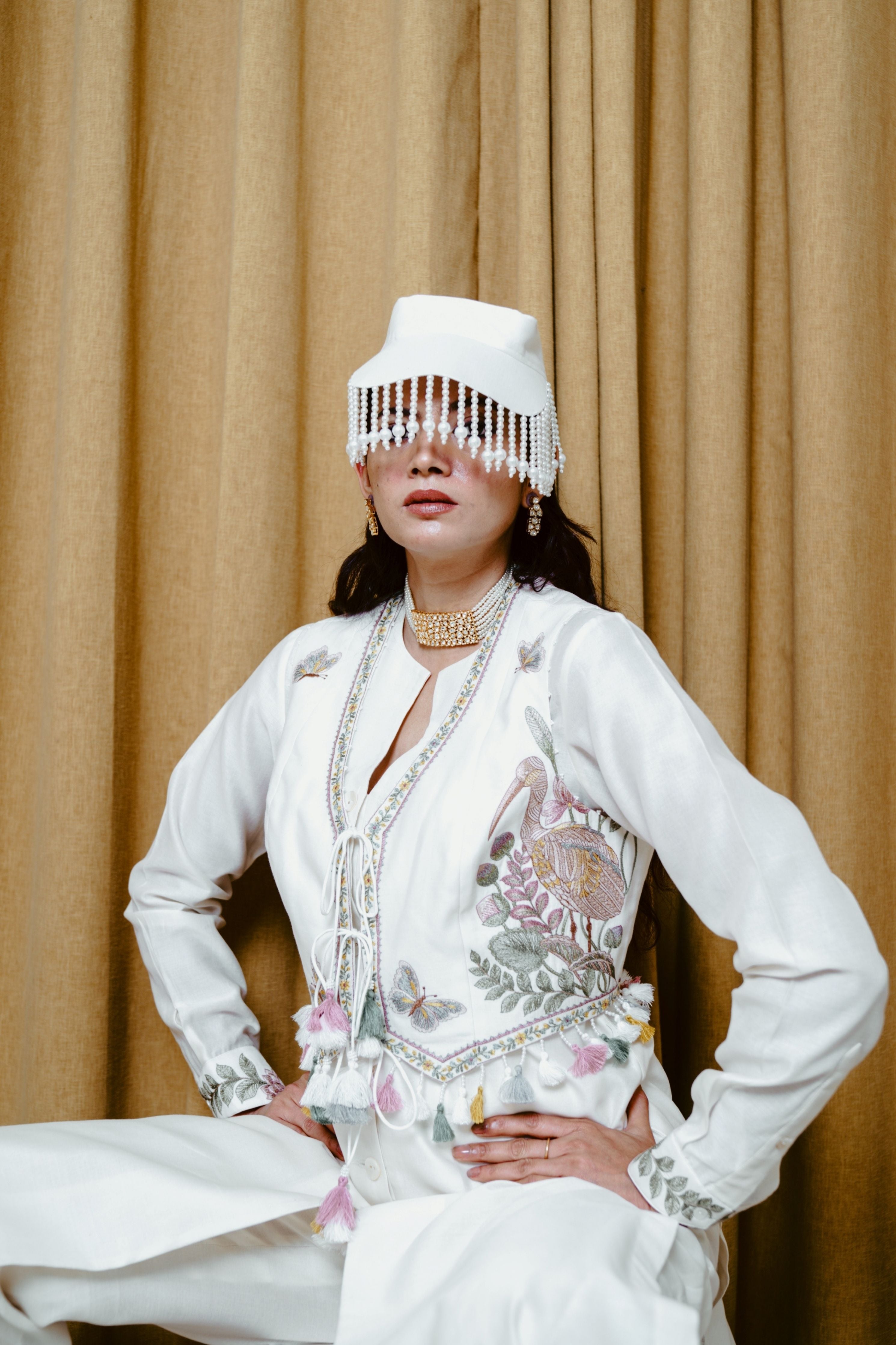 Sarus and Sea Ivory Kurta Set