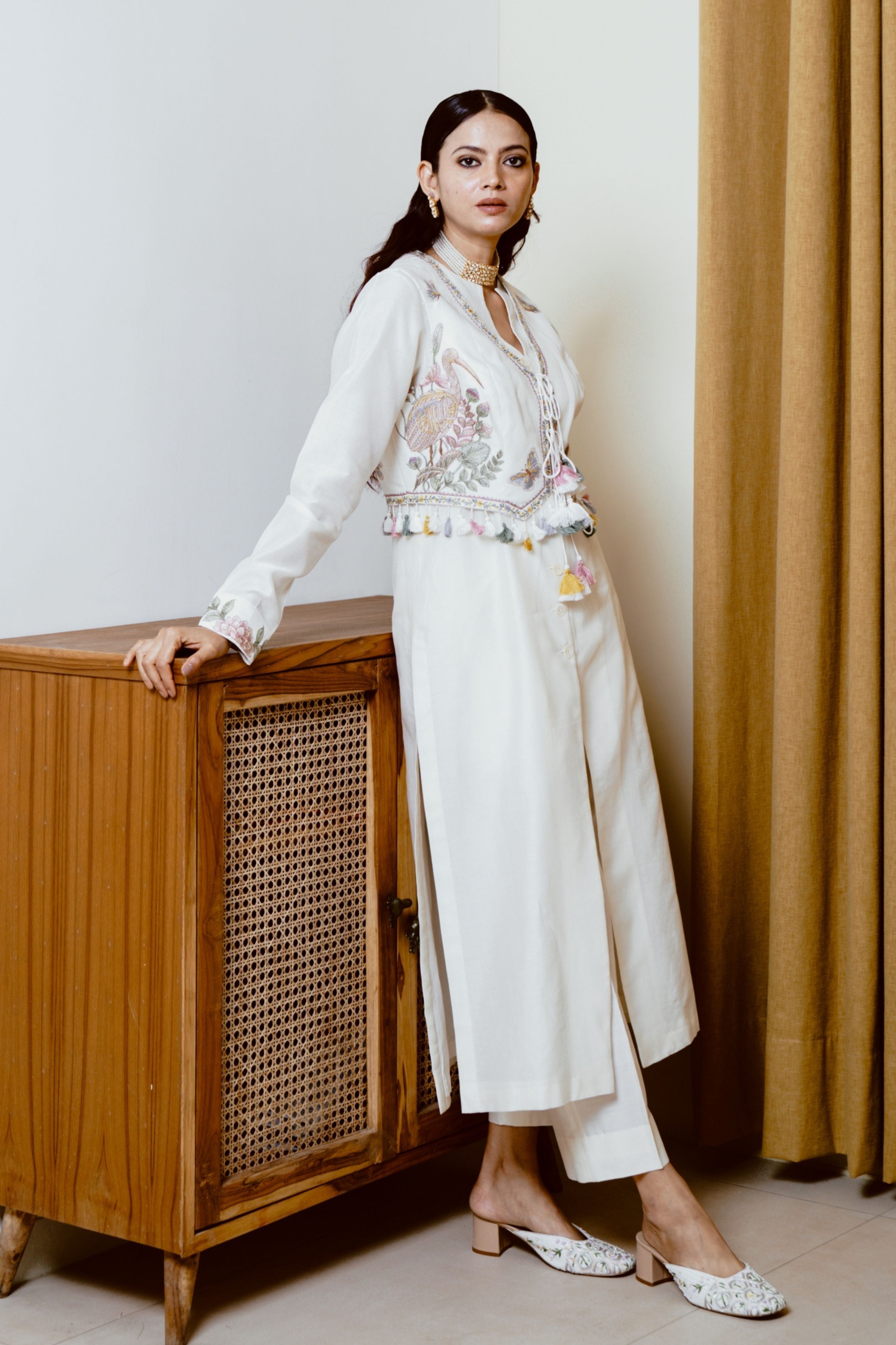 Sarus and Sea Ivory Kurta Set
