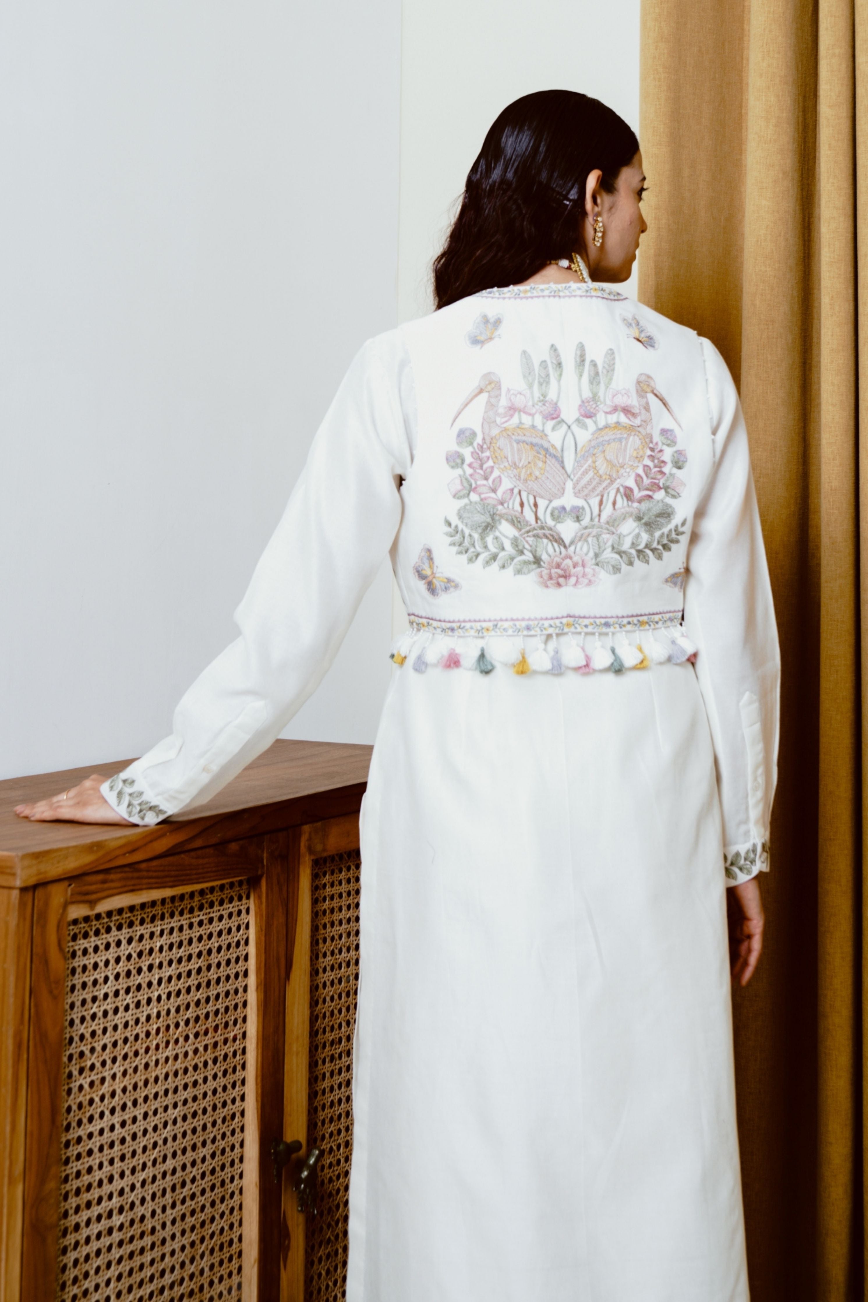 Sarus and Sea Ivory Kurta Set