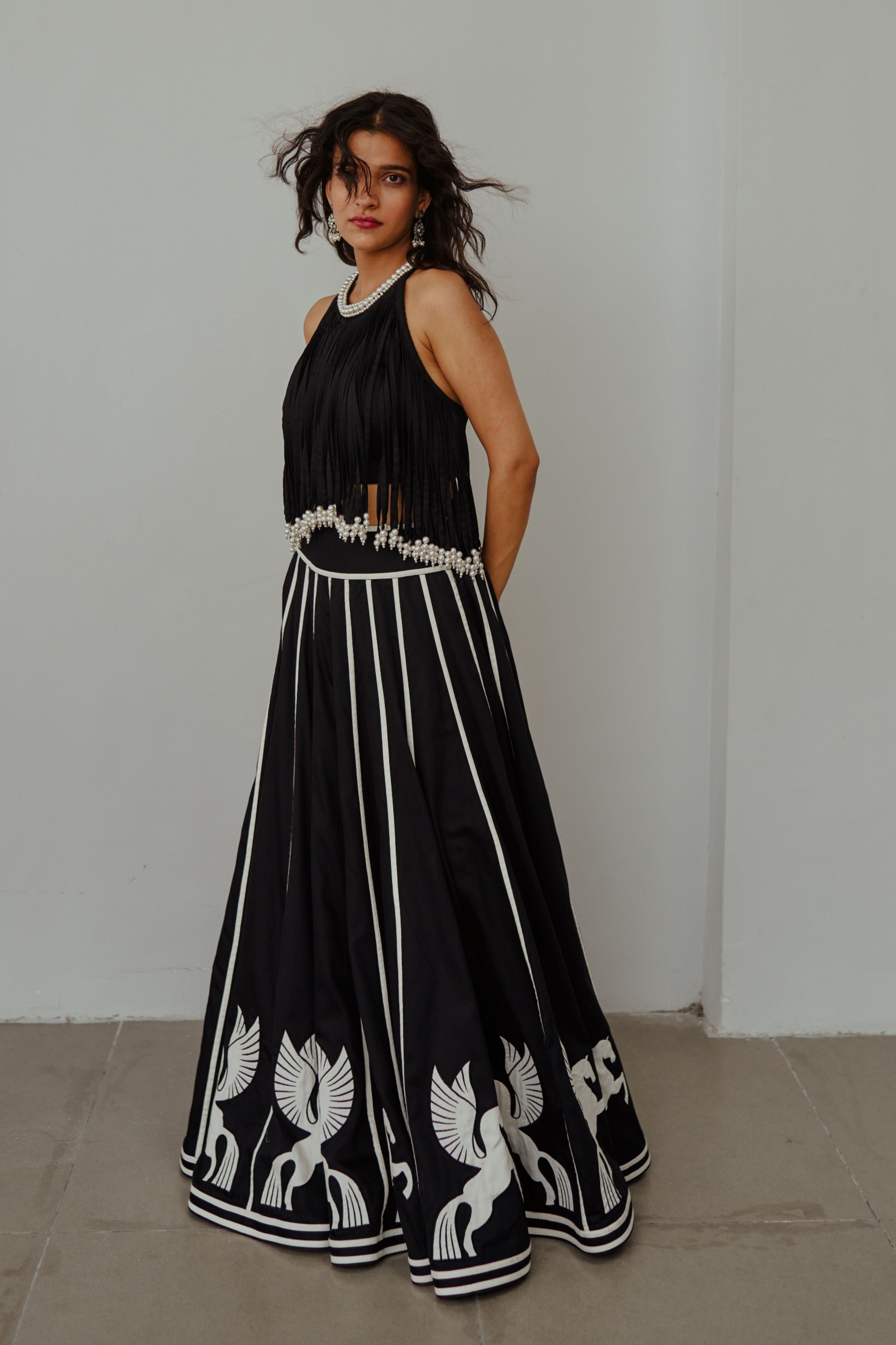 The Unicorn Story Black Lehenga Set