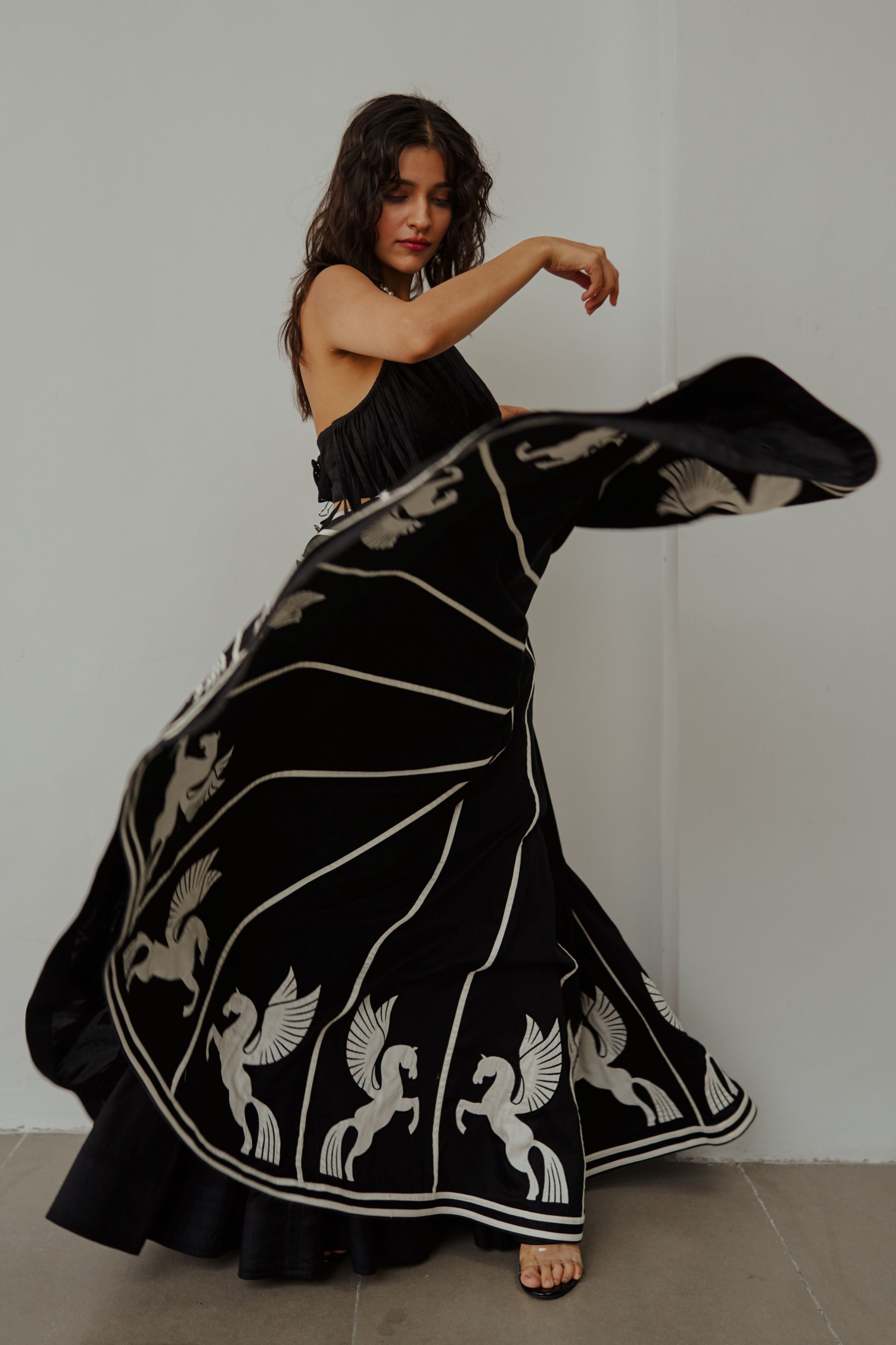 The Unicorn Story Black Lehenga Set