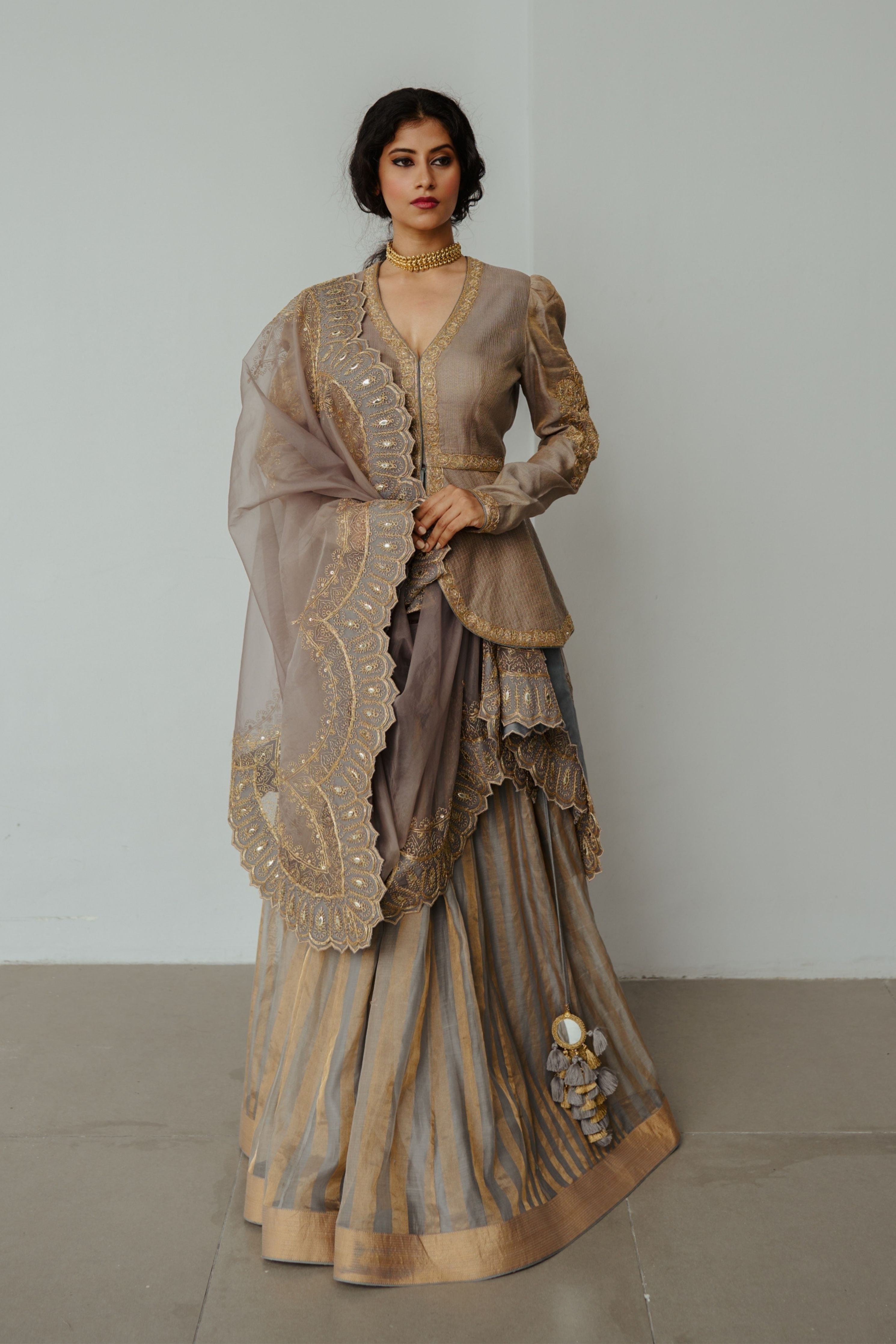Noori Smoky Grey Lehenga Set
