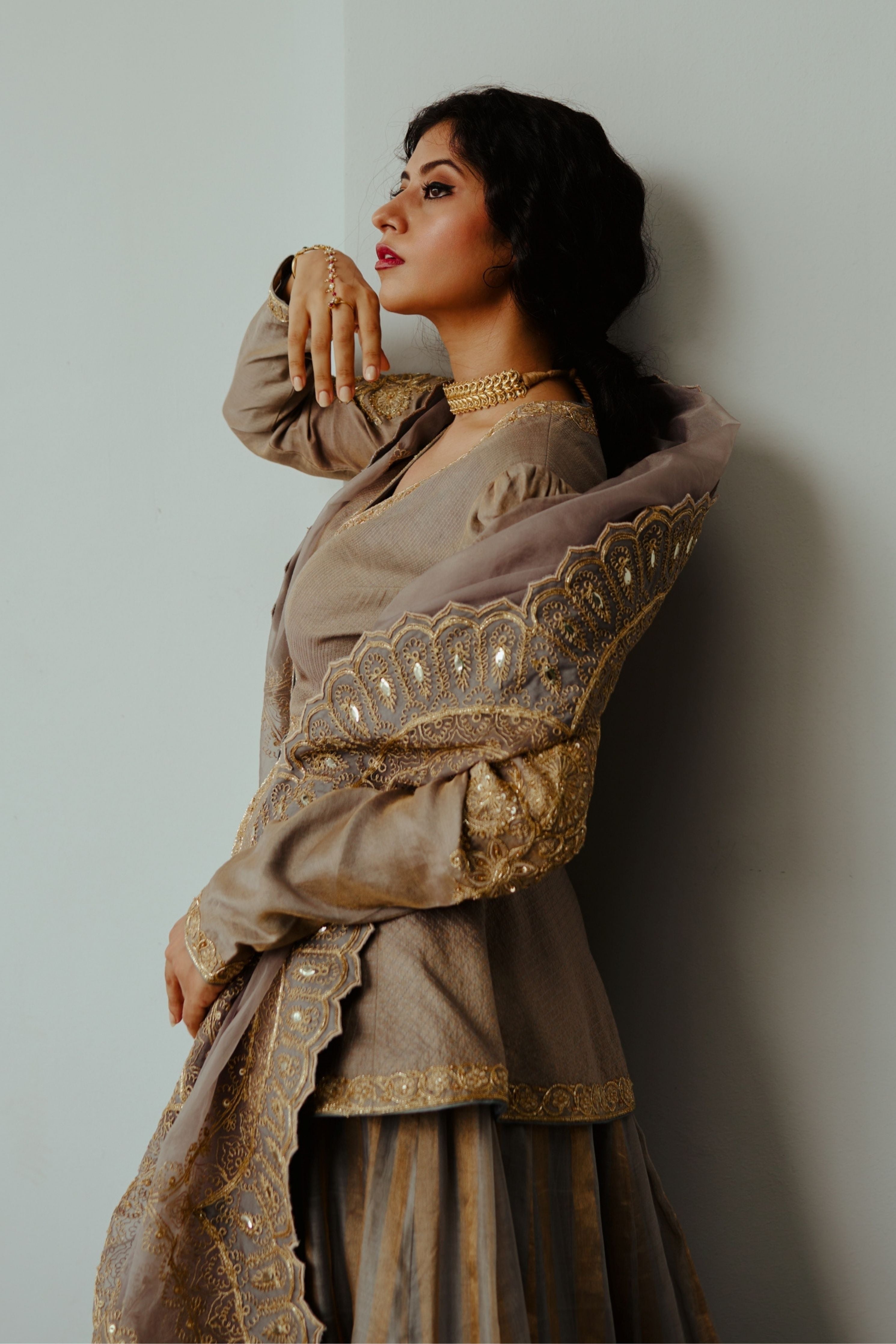 Noori Smoky Grey Lehenga Set