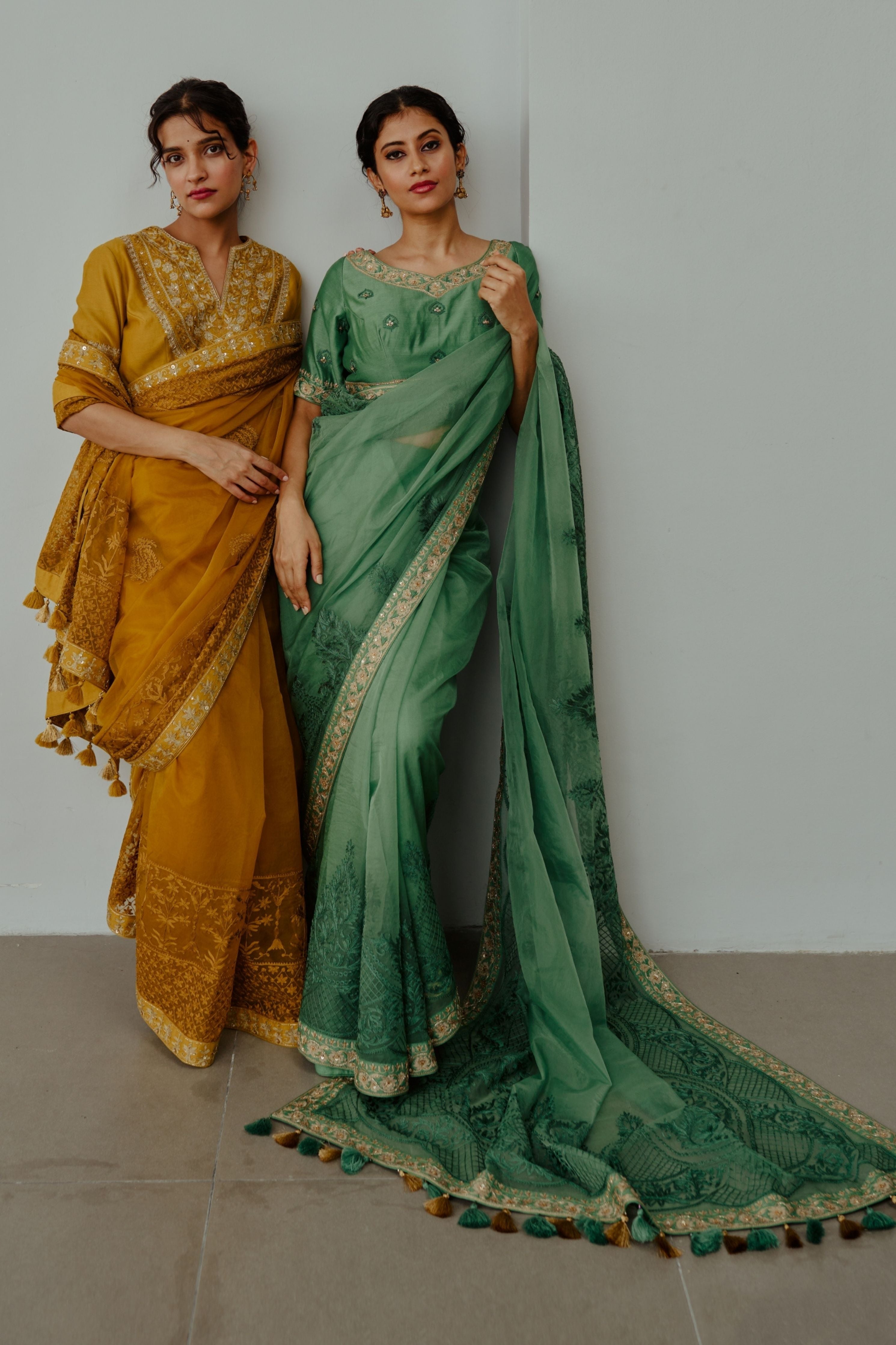 Betel Leaf Moss Green Saree Set