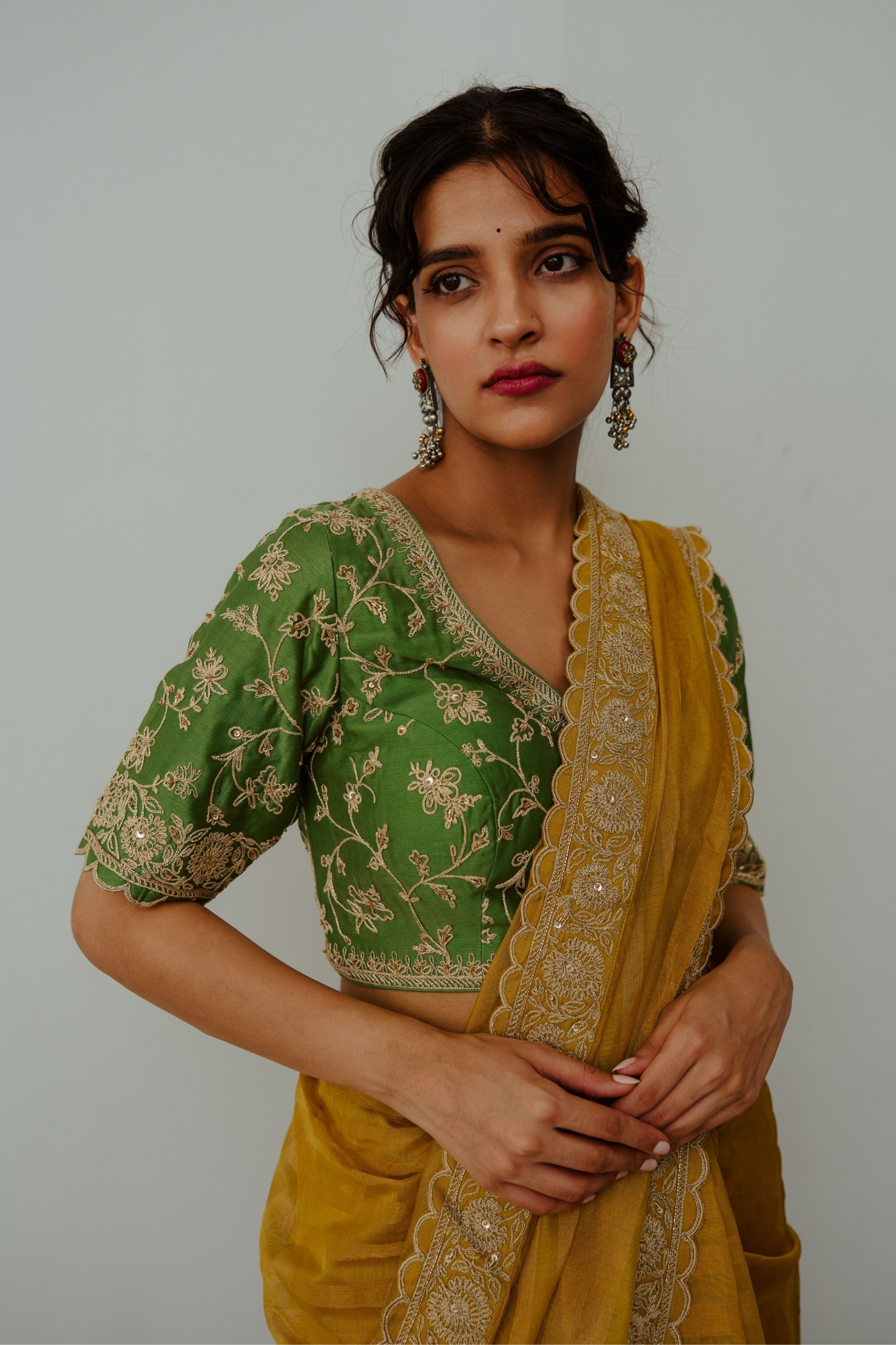 Genda Musturd Saree Set