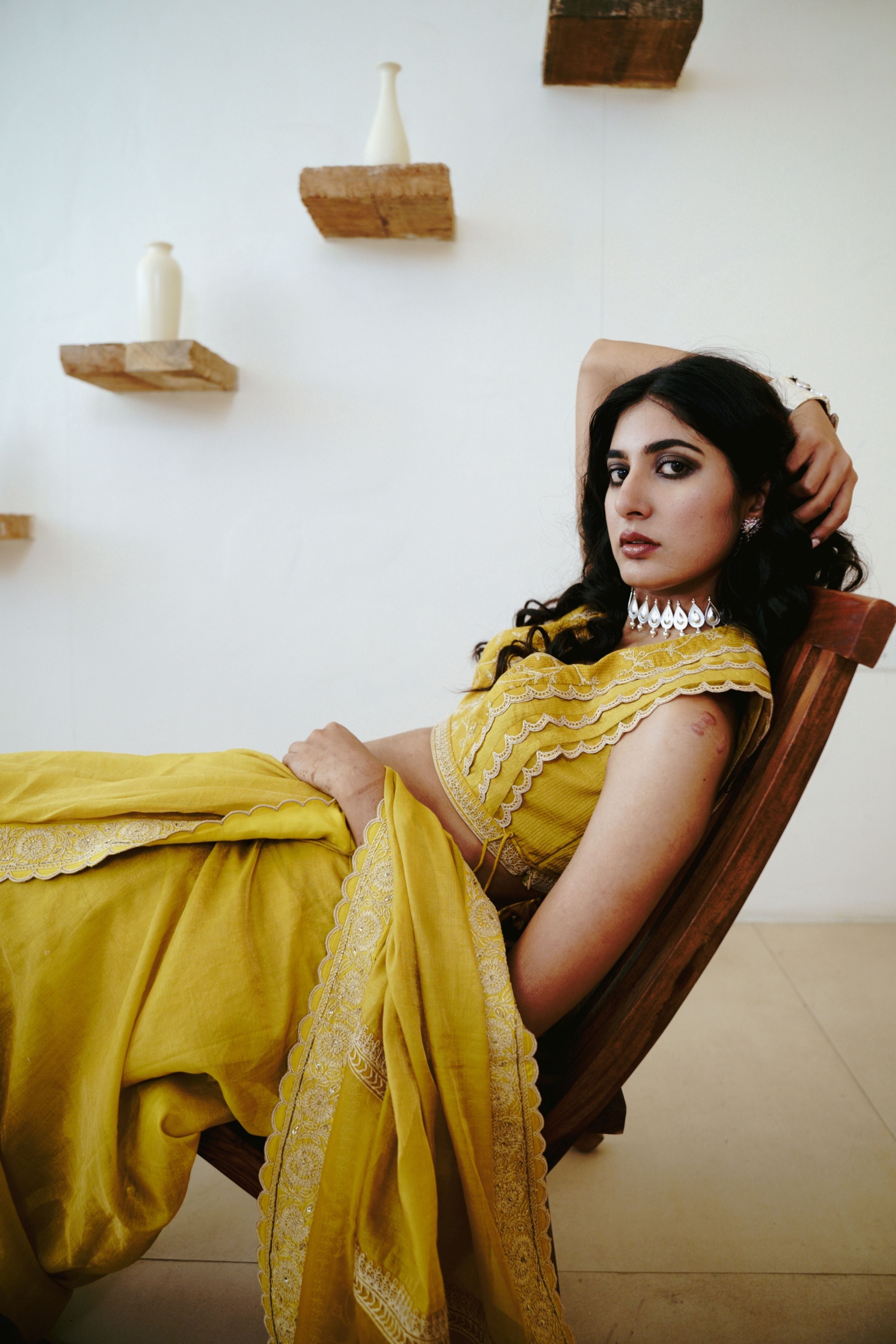 Mustard Bloom Saree Set
