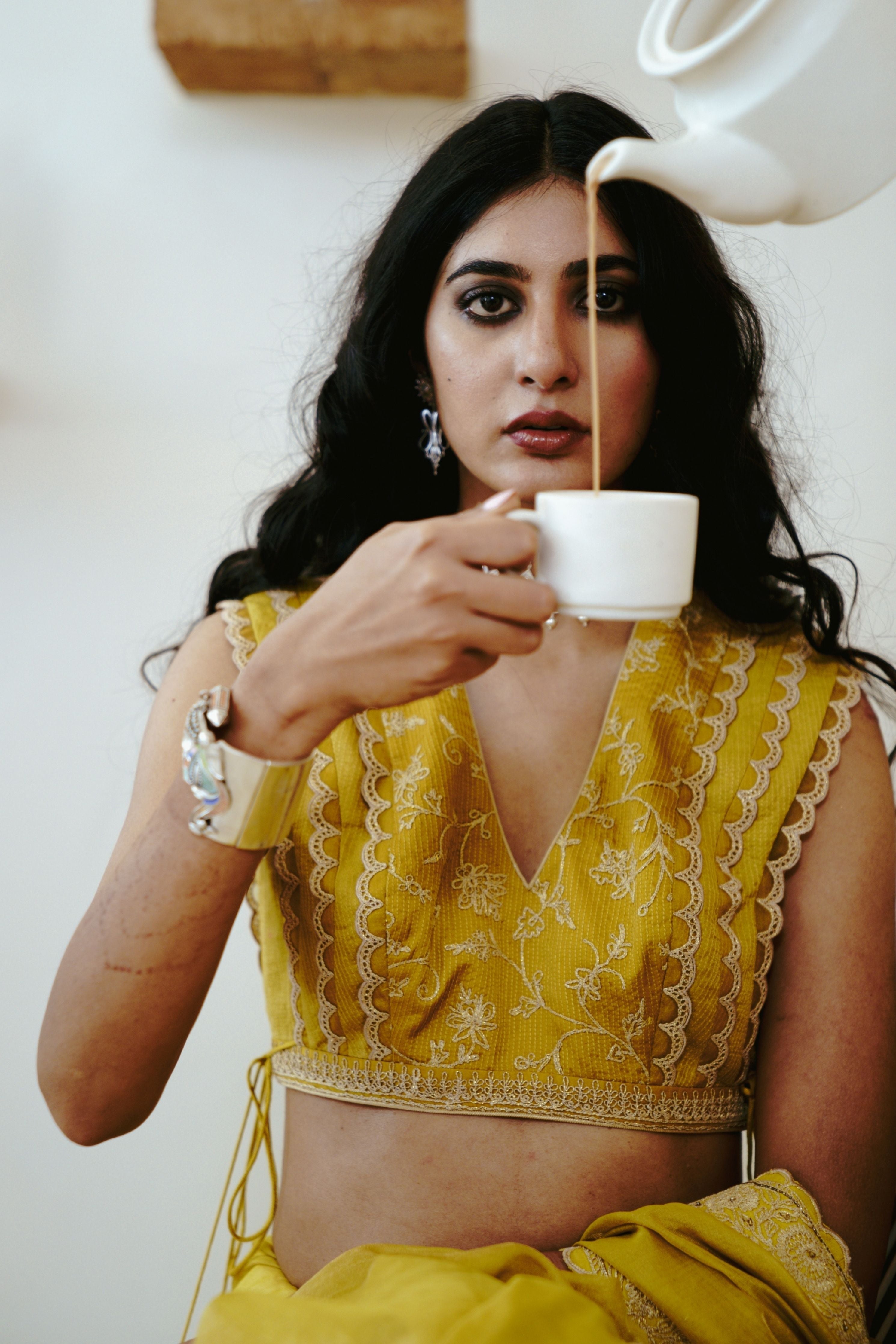 Mustard Bloom Saree Set