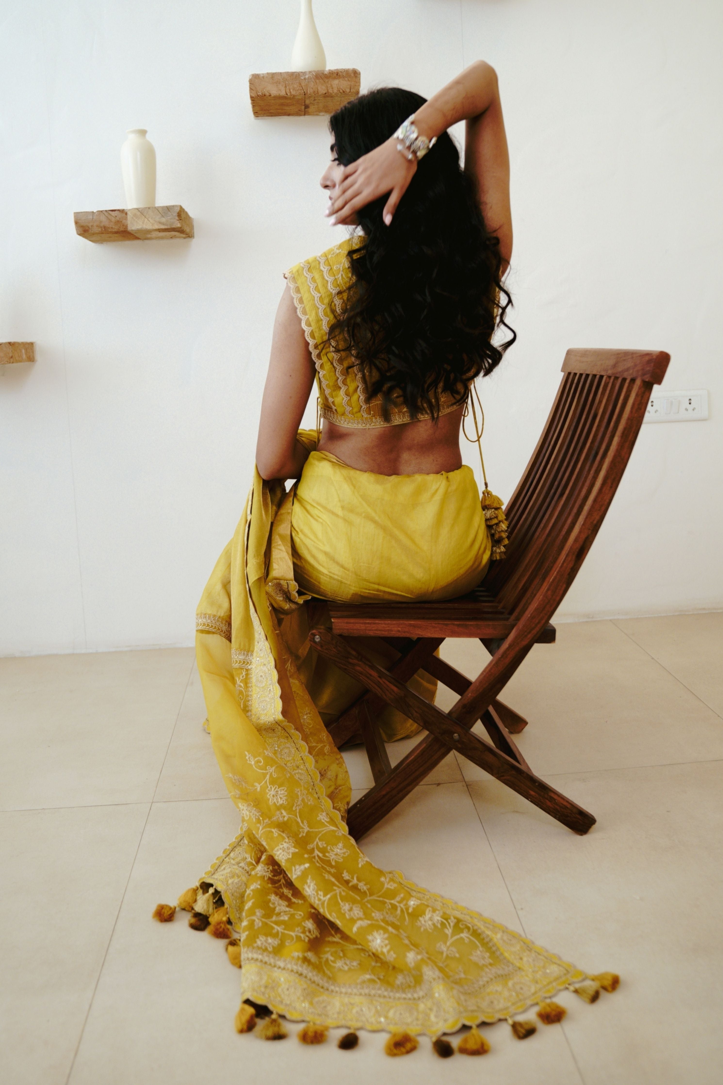Mustard Bloom Saree Set