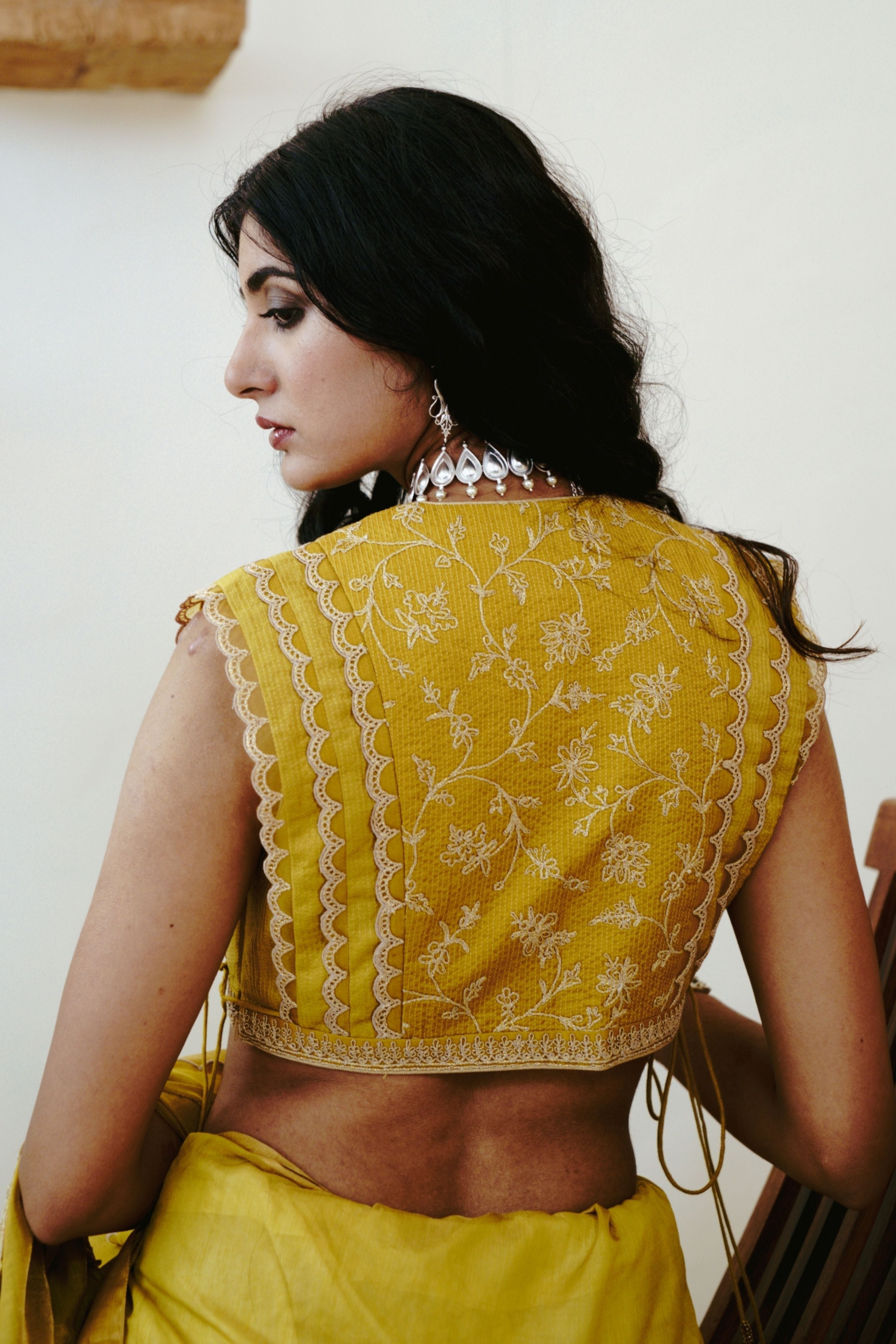 Mustard Bloom Saree Set