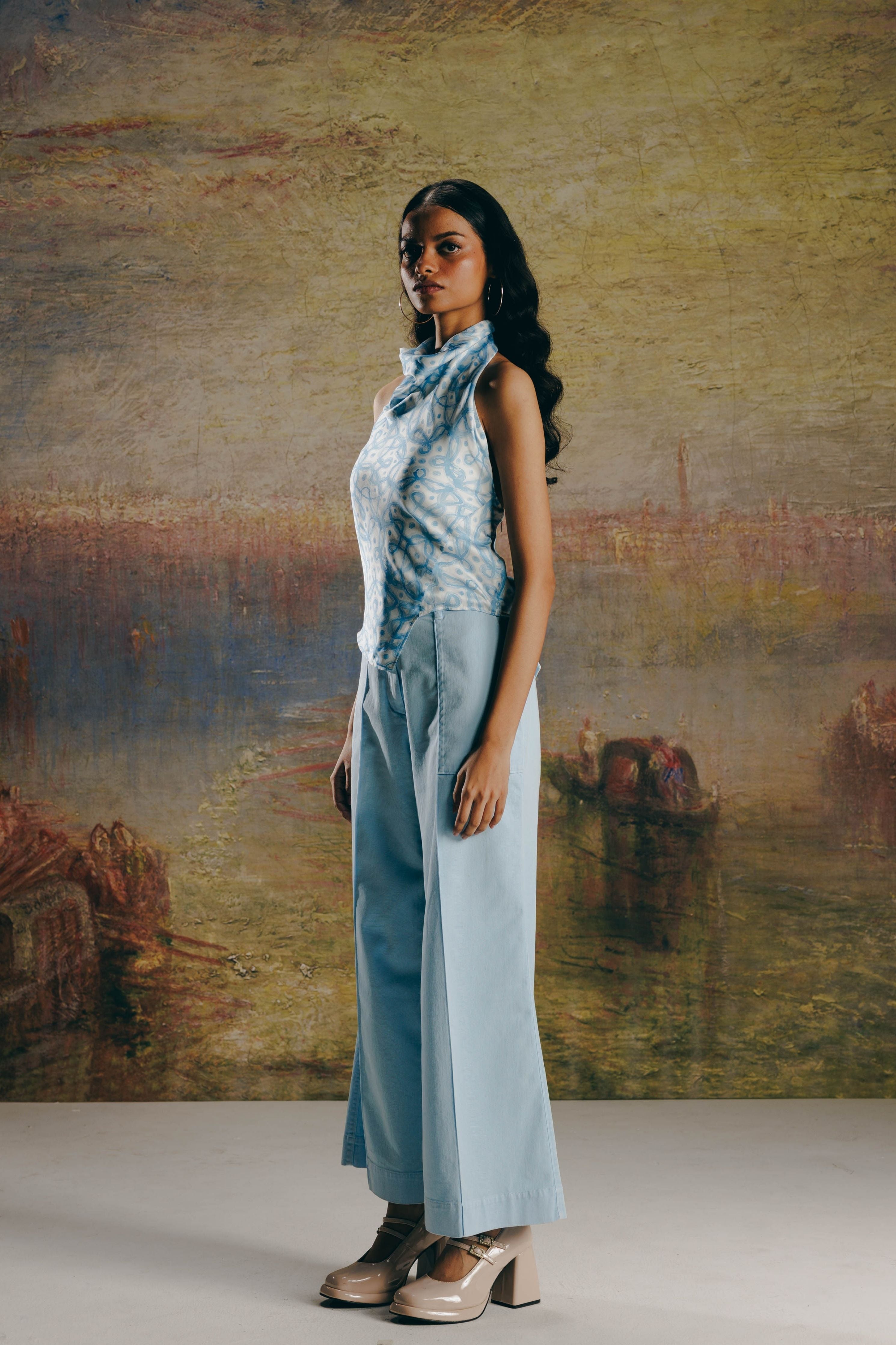 Water-Kolam Draped Top