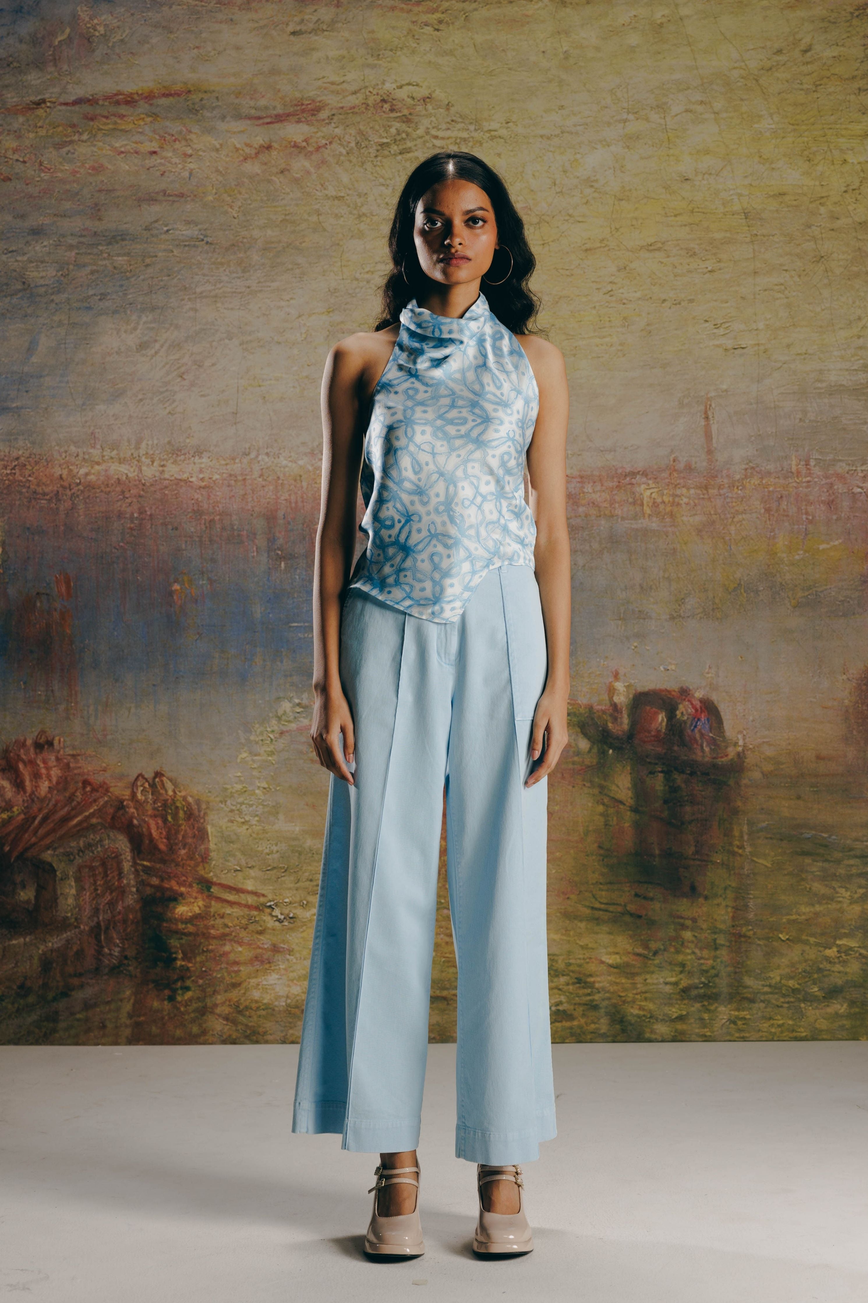 Water-Kolam Draped Top