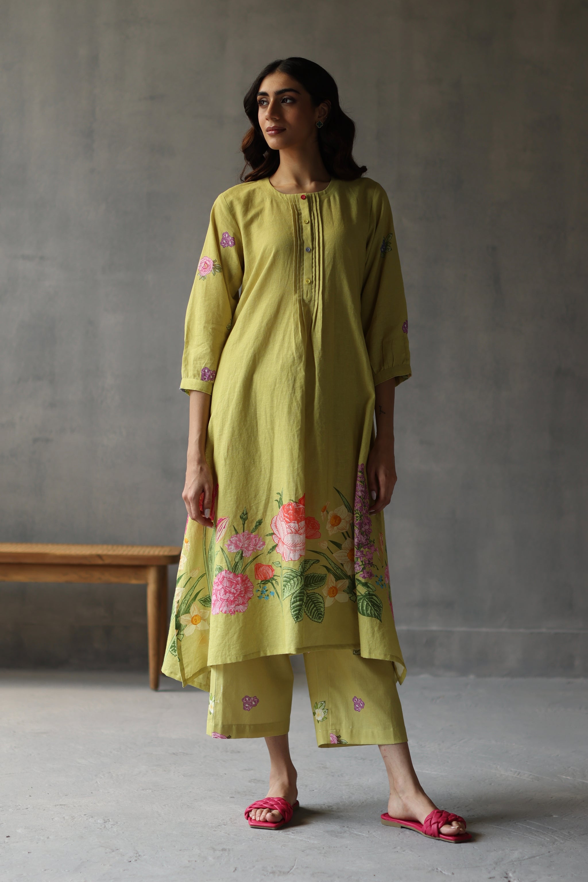 Water Lily Kurta Lime