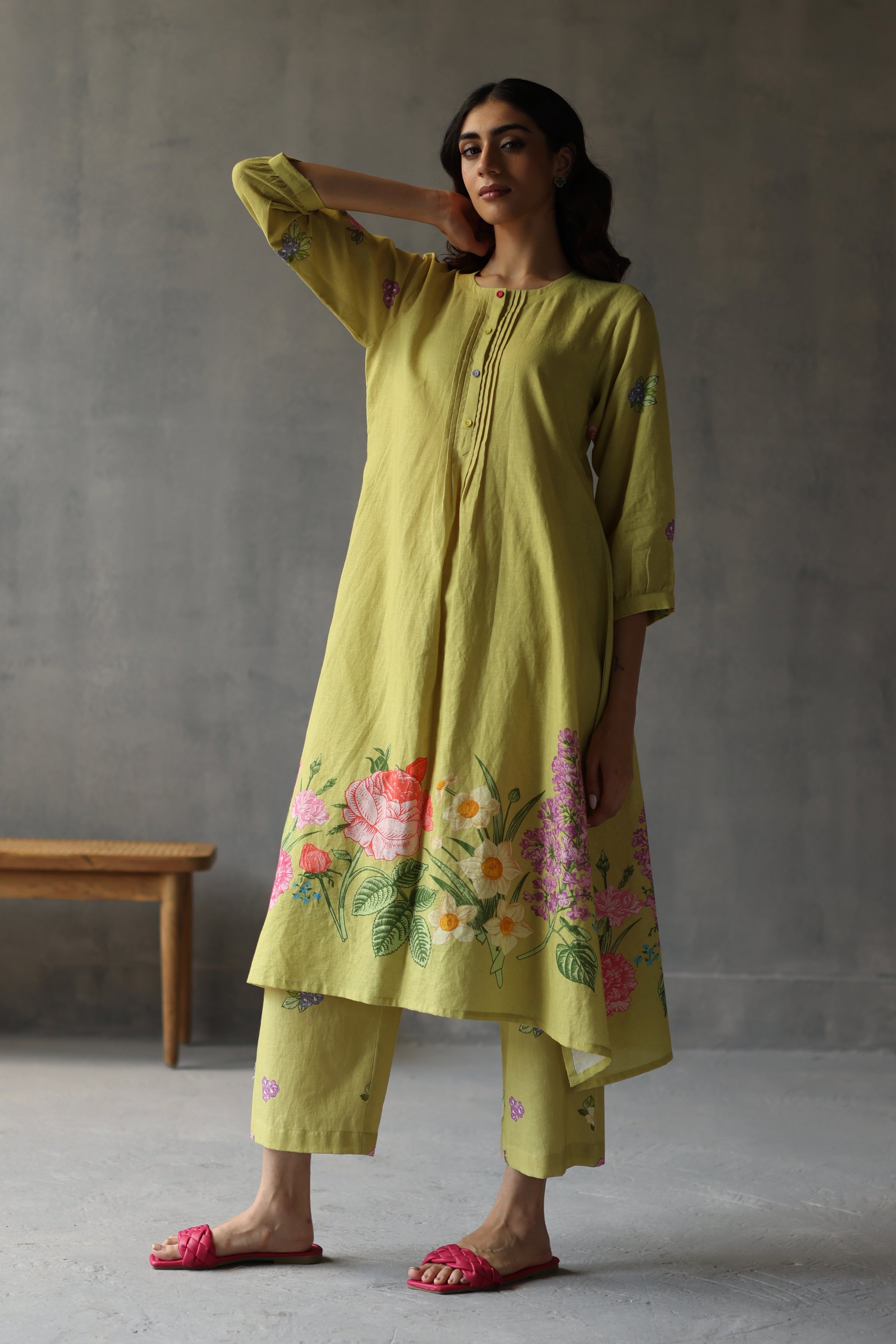 Water Lily Kurta Lime