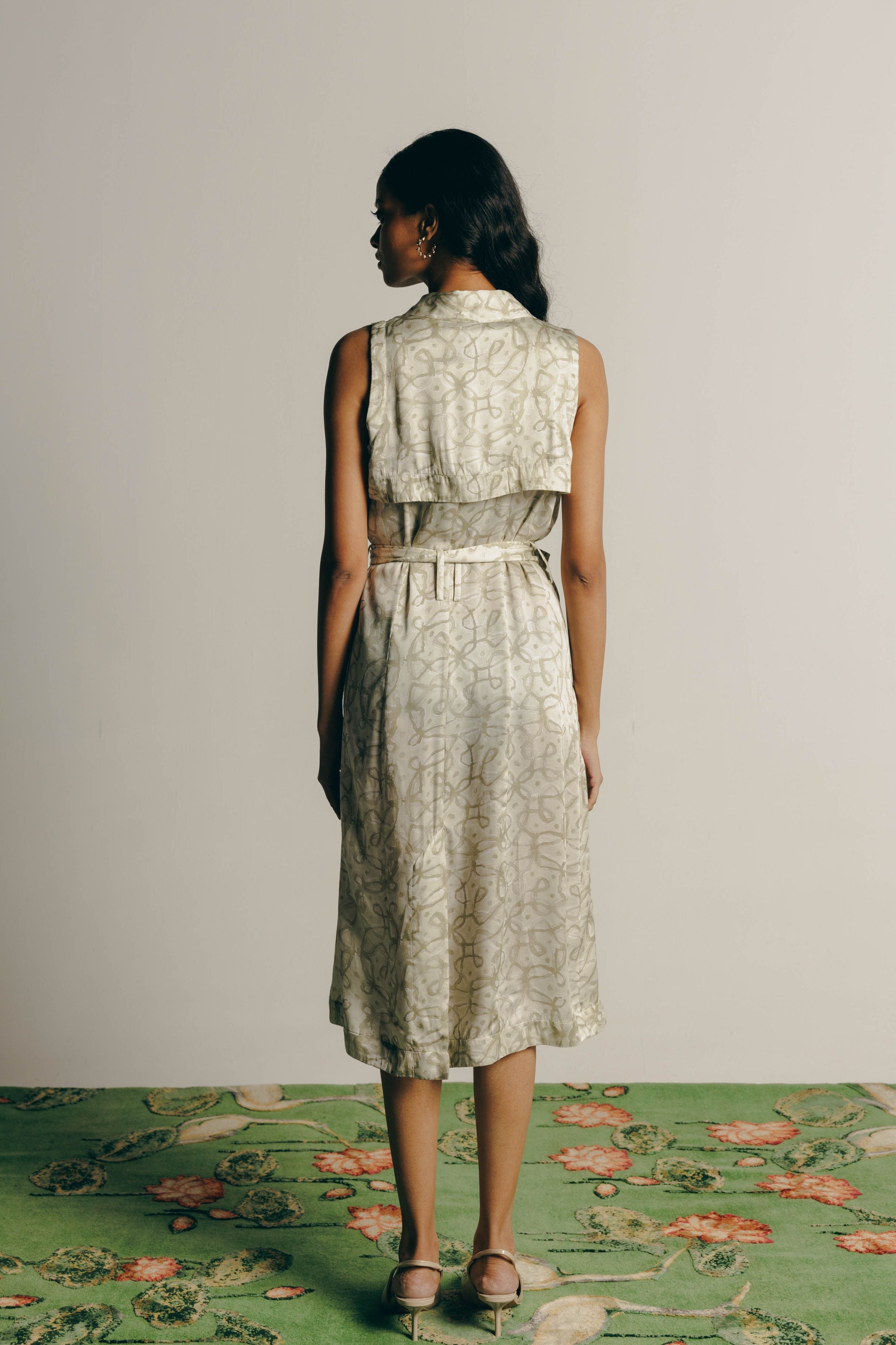 Watercolor Kolam Trench Dress