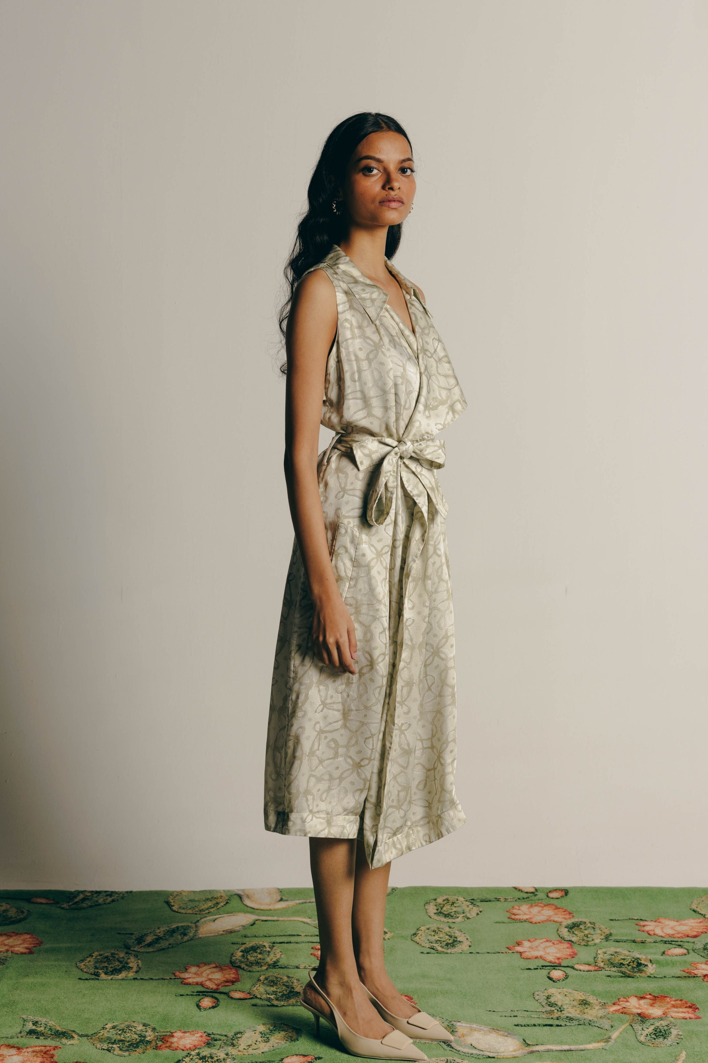 Watercolor Kolam Trench Dress