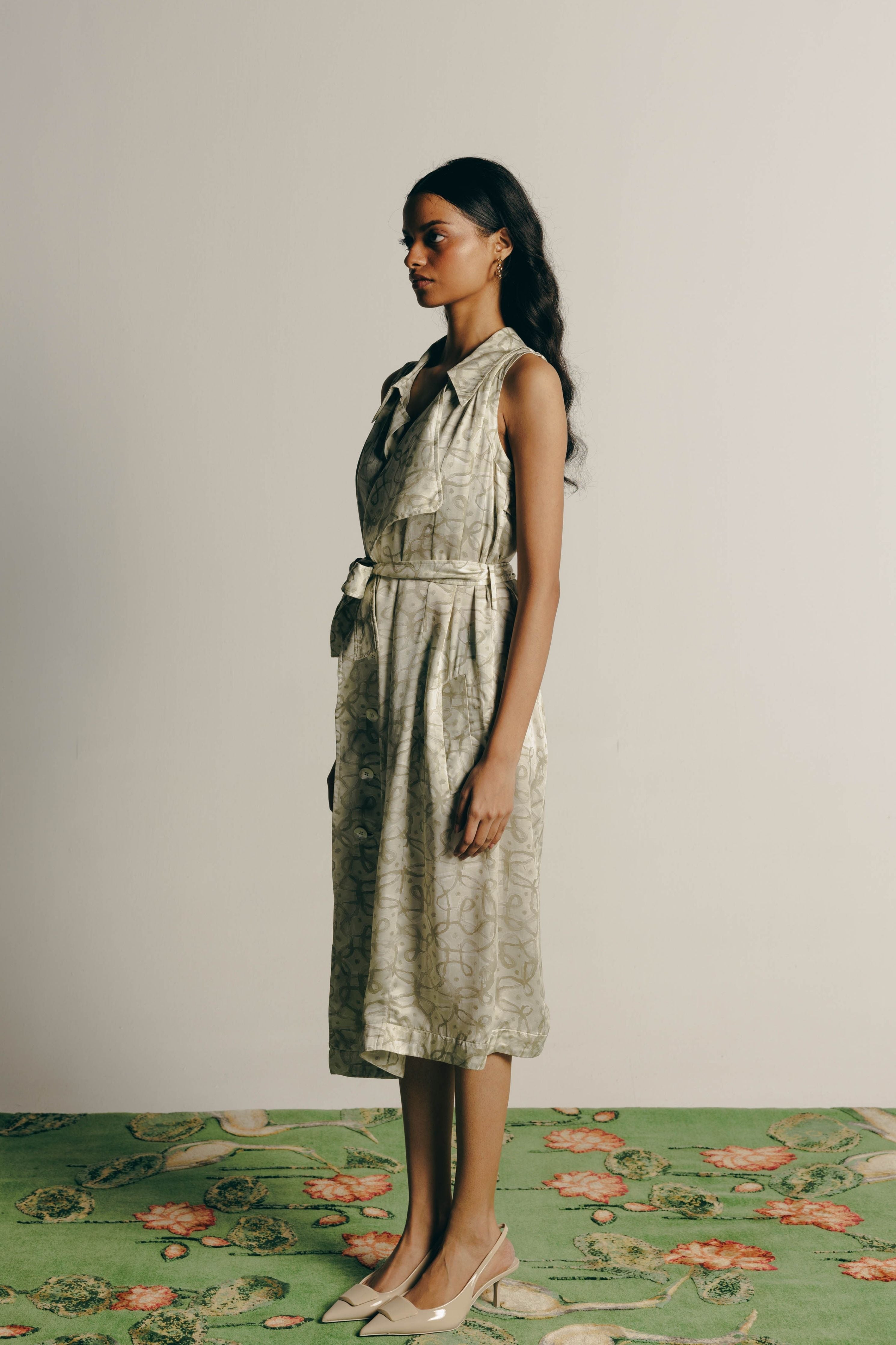 Watercolor Kolam Trench Dress