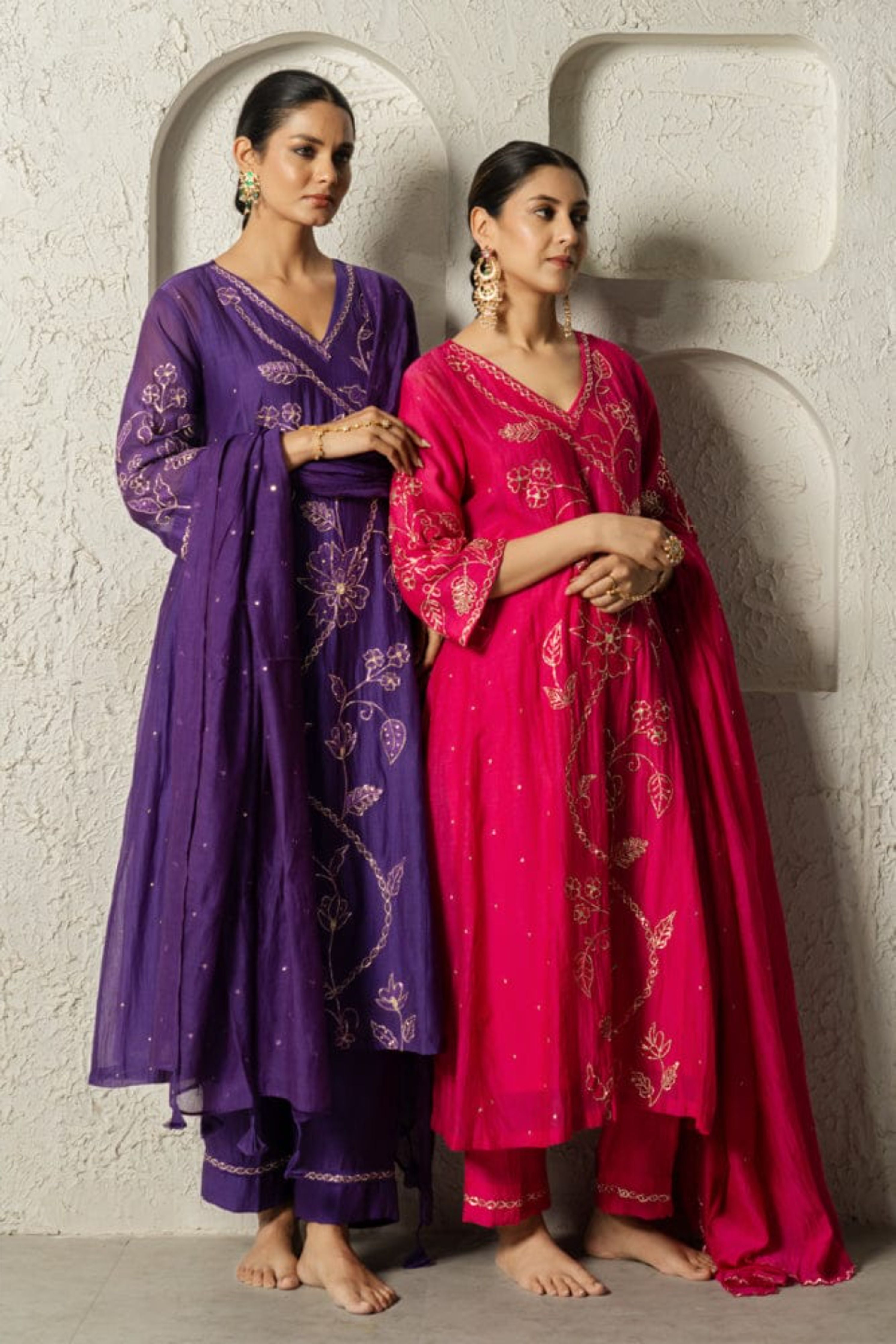 Purple Floral Bail A-Line Suit Set