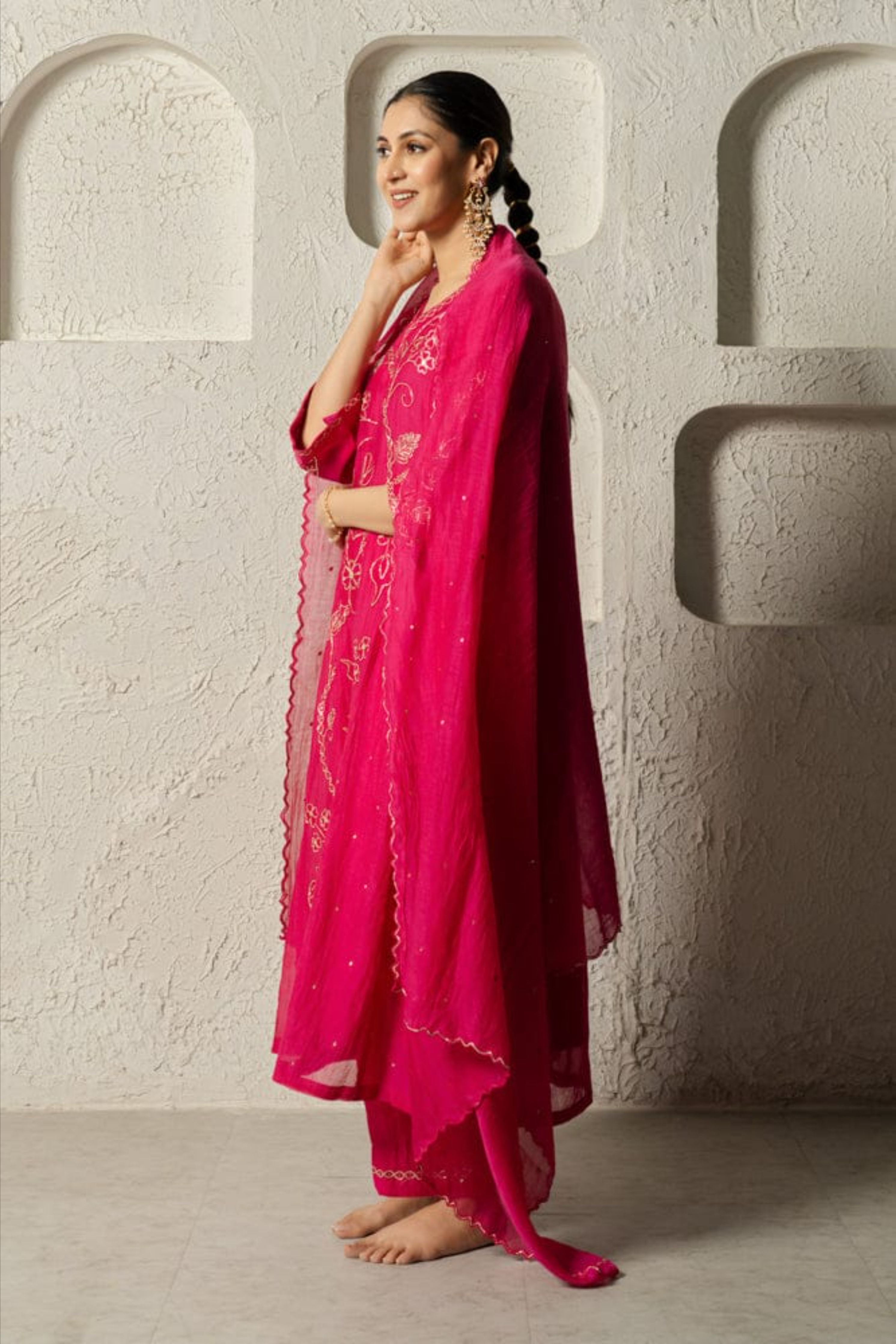 Rani Pink Floral Bail A-Line Suit Set