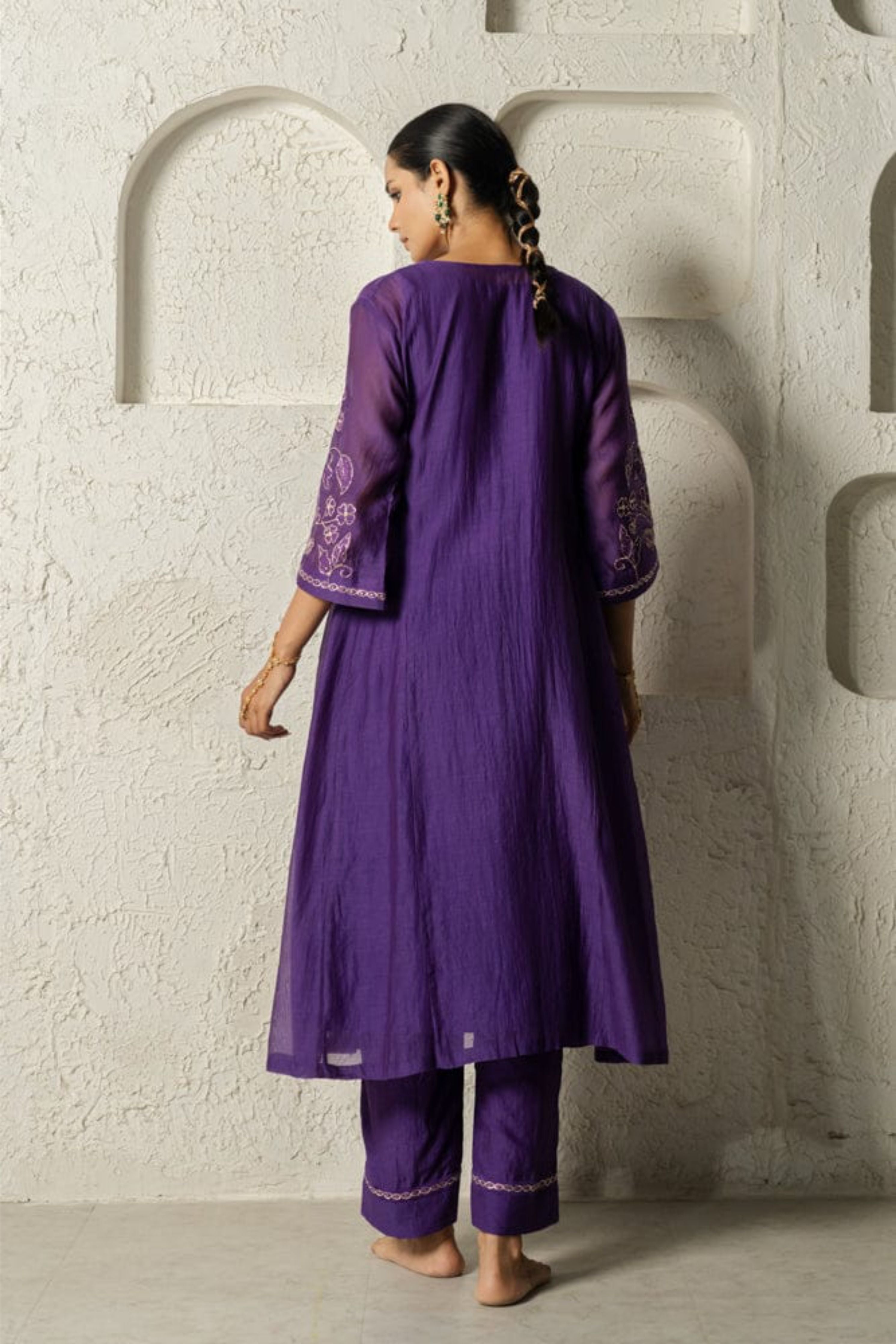 Purple Floral Bail A-Line Suit Set