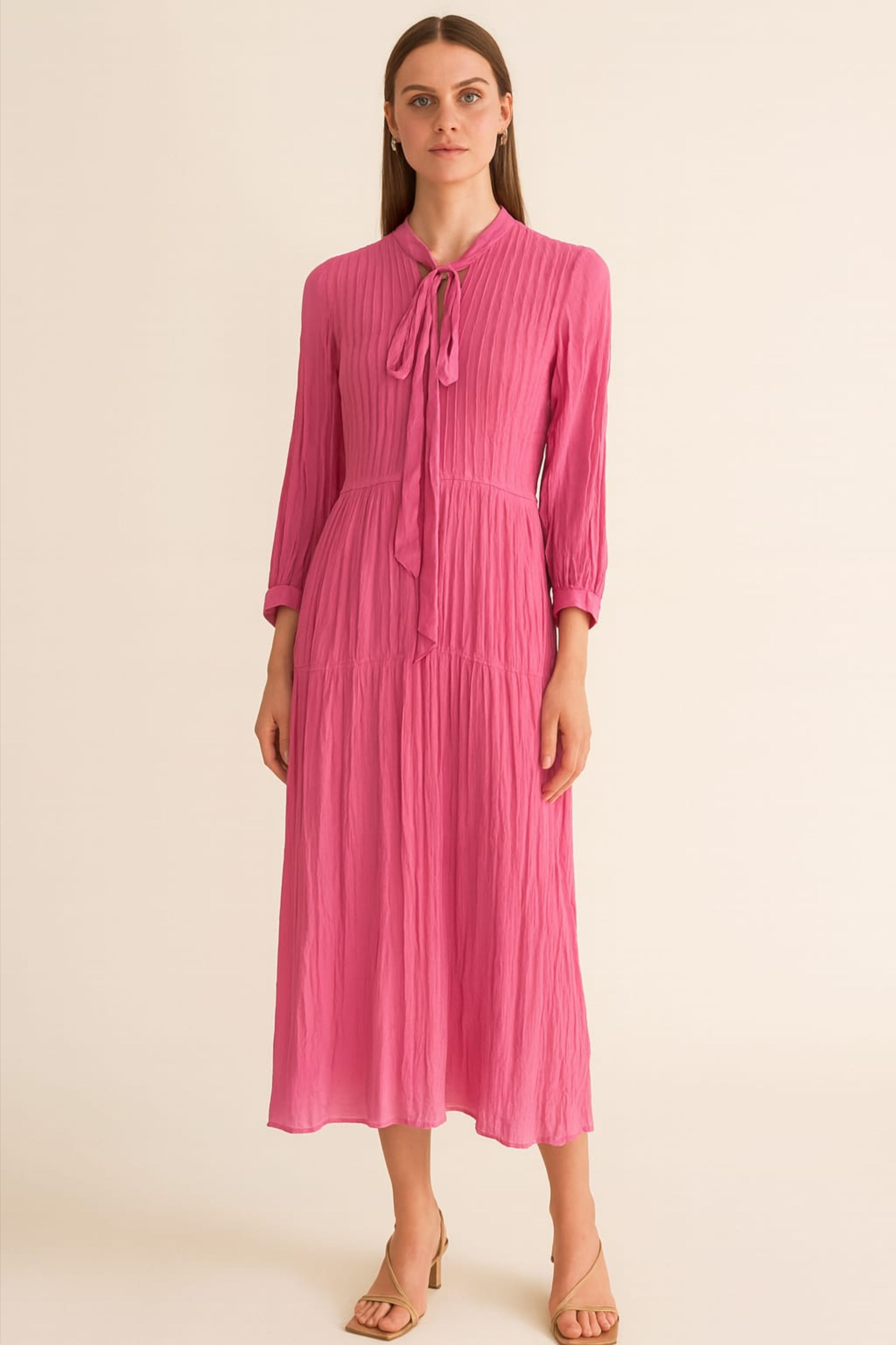 Scarf Collar Ruched Gown