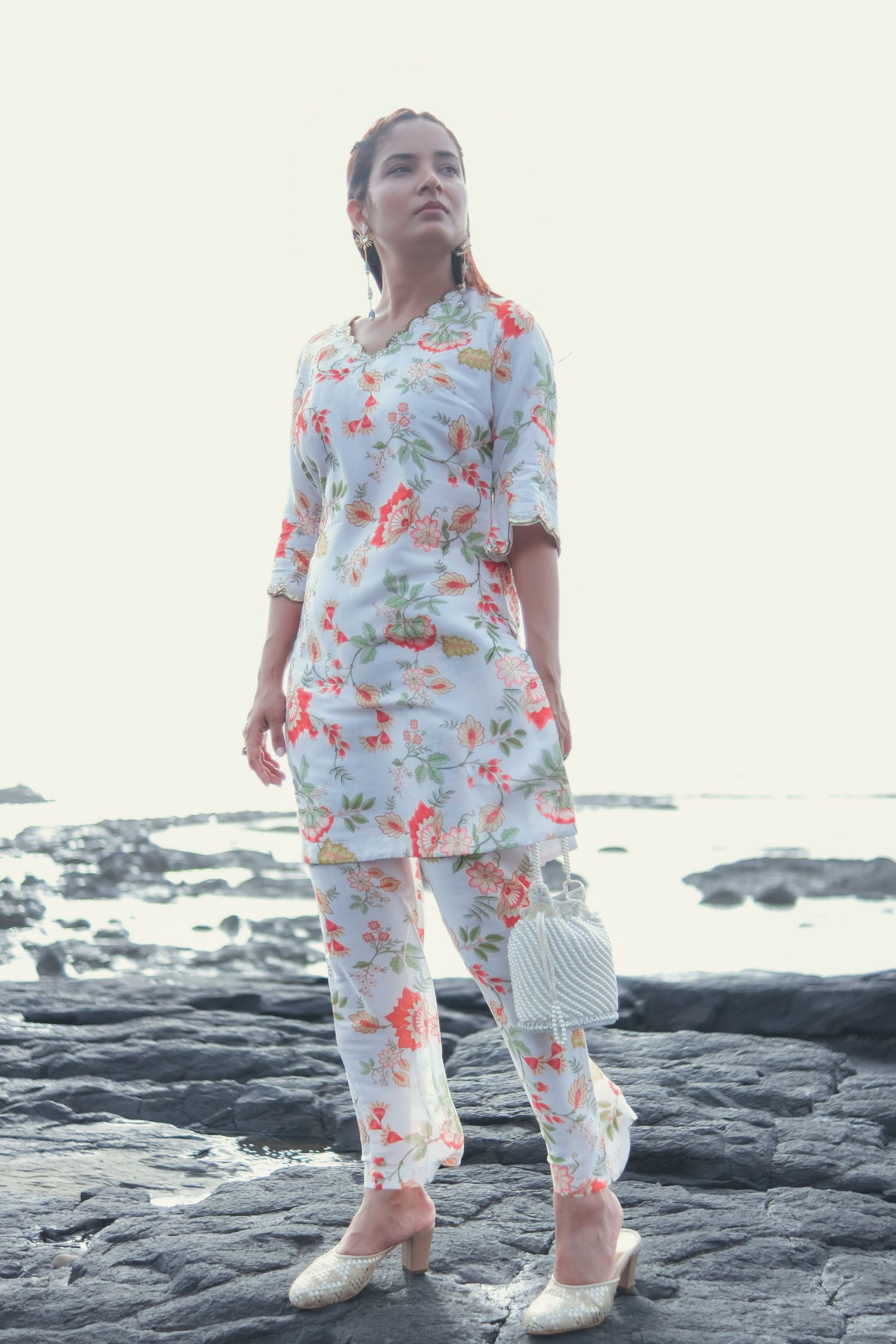 White Bloom Suit Set