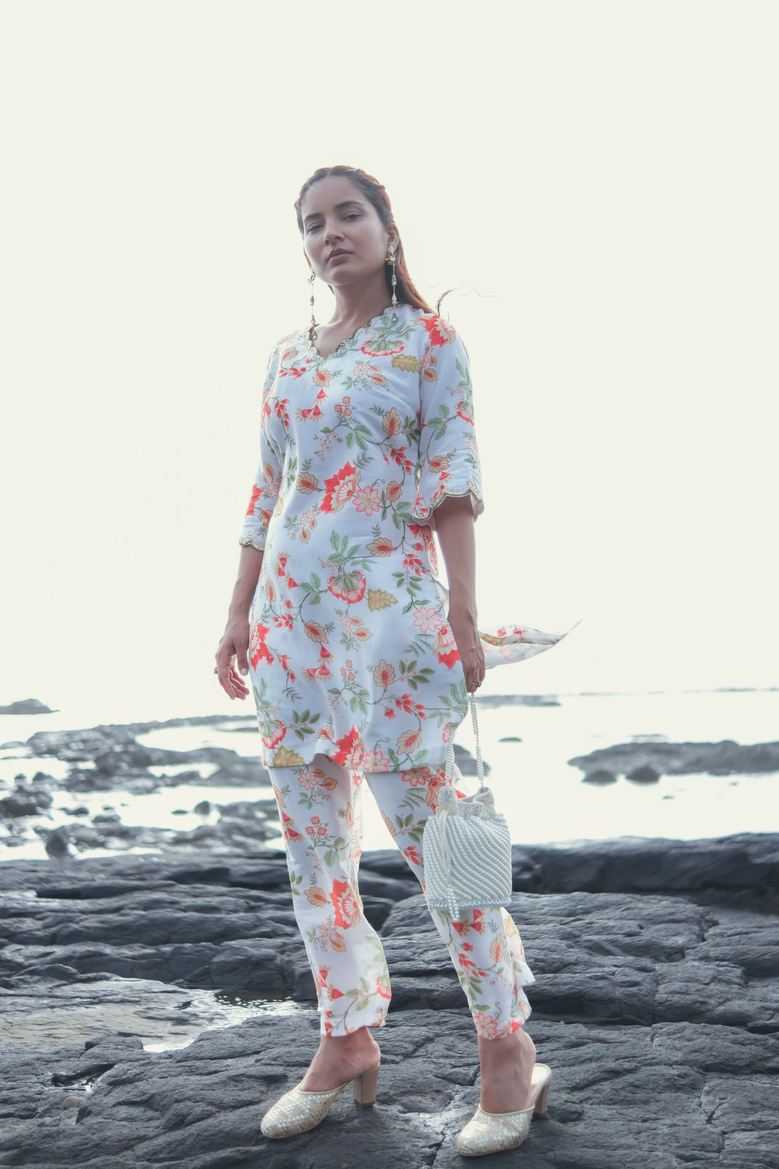 White Bloom Suit Set