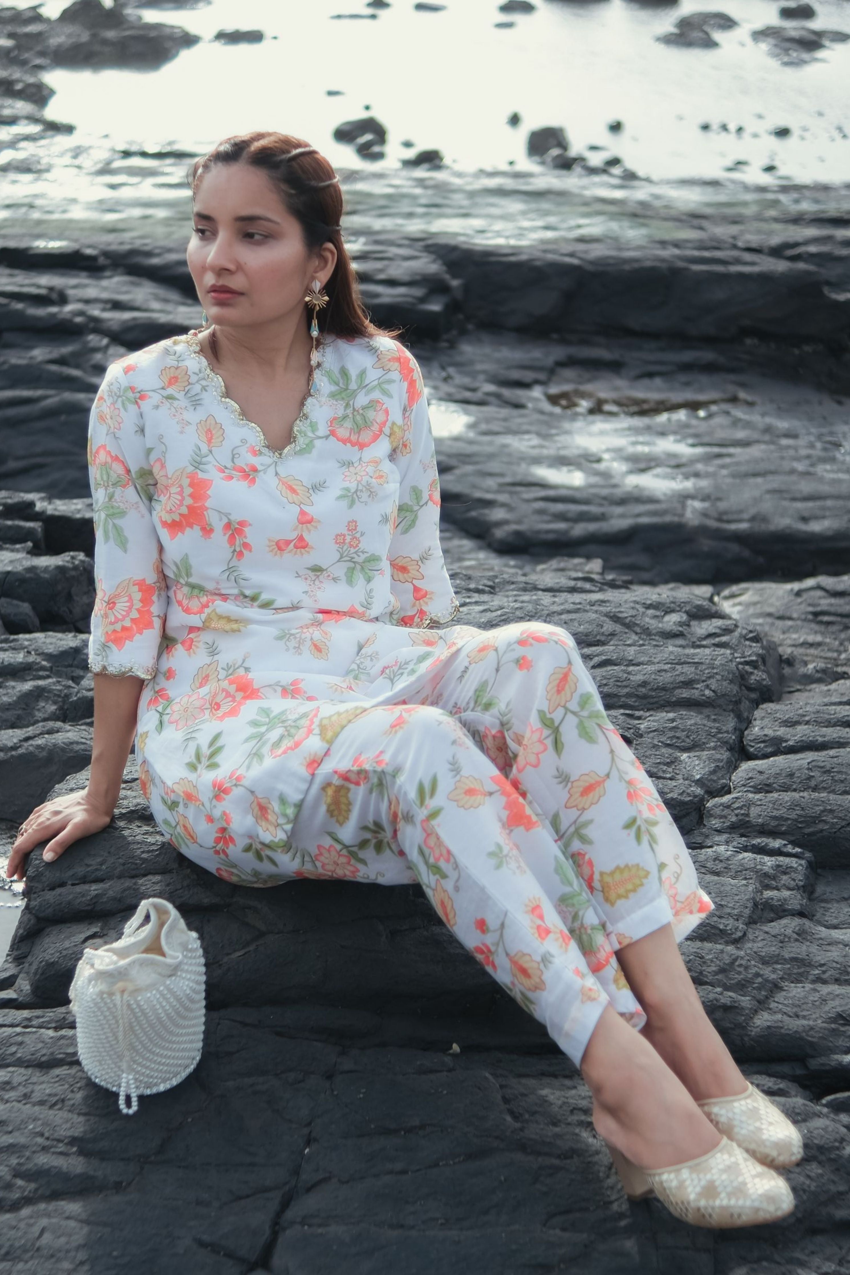 White Bloom Suit Set