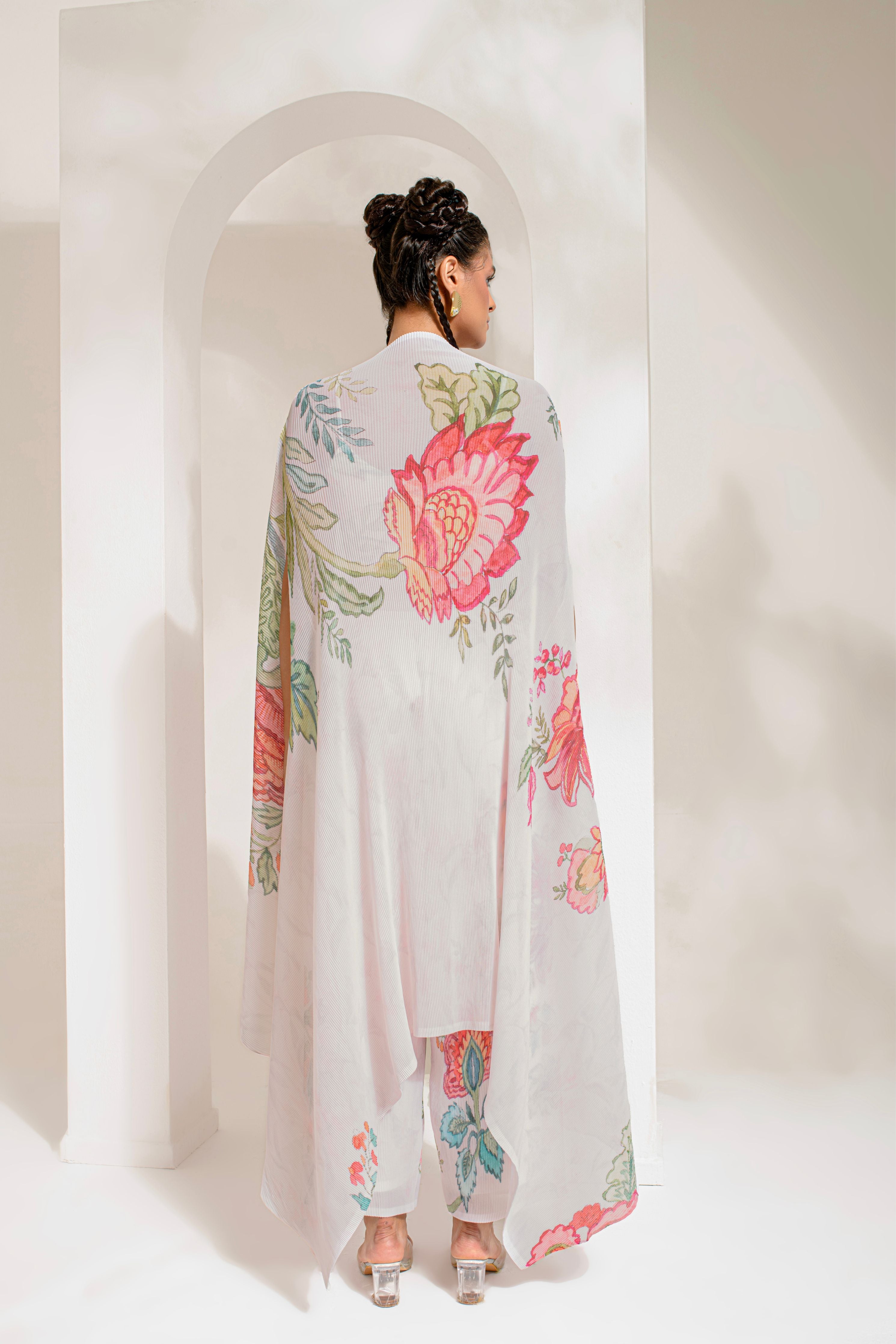 White Hand Paint Jacket Set