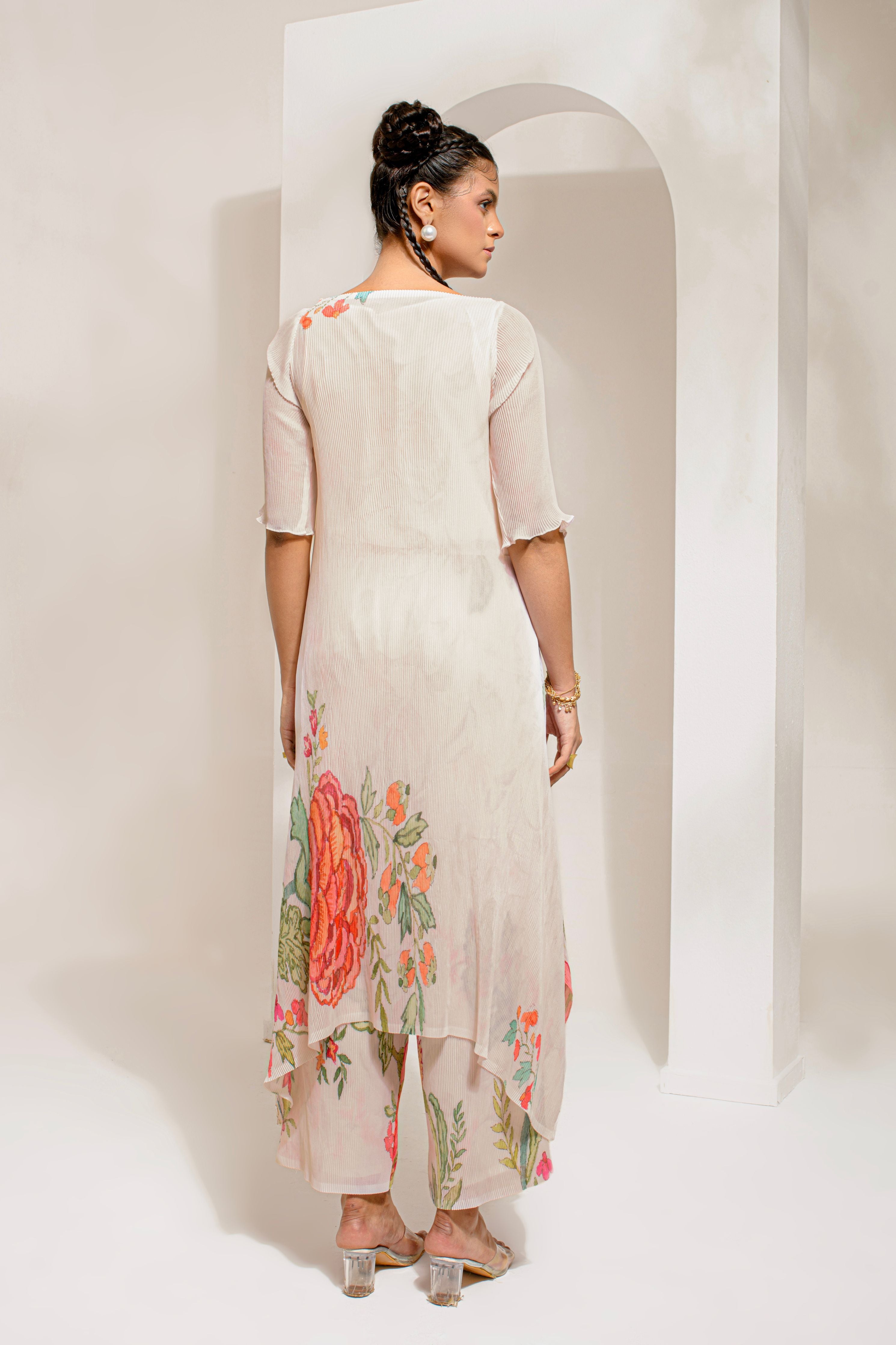 White Hp Kurta Set