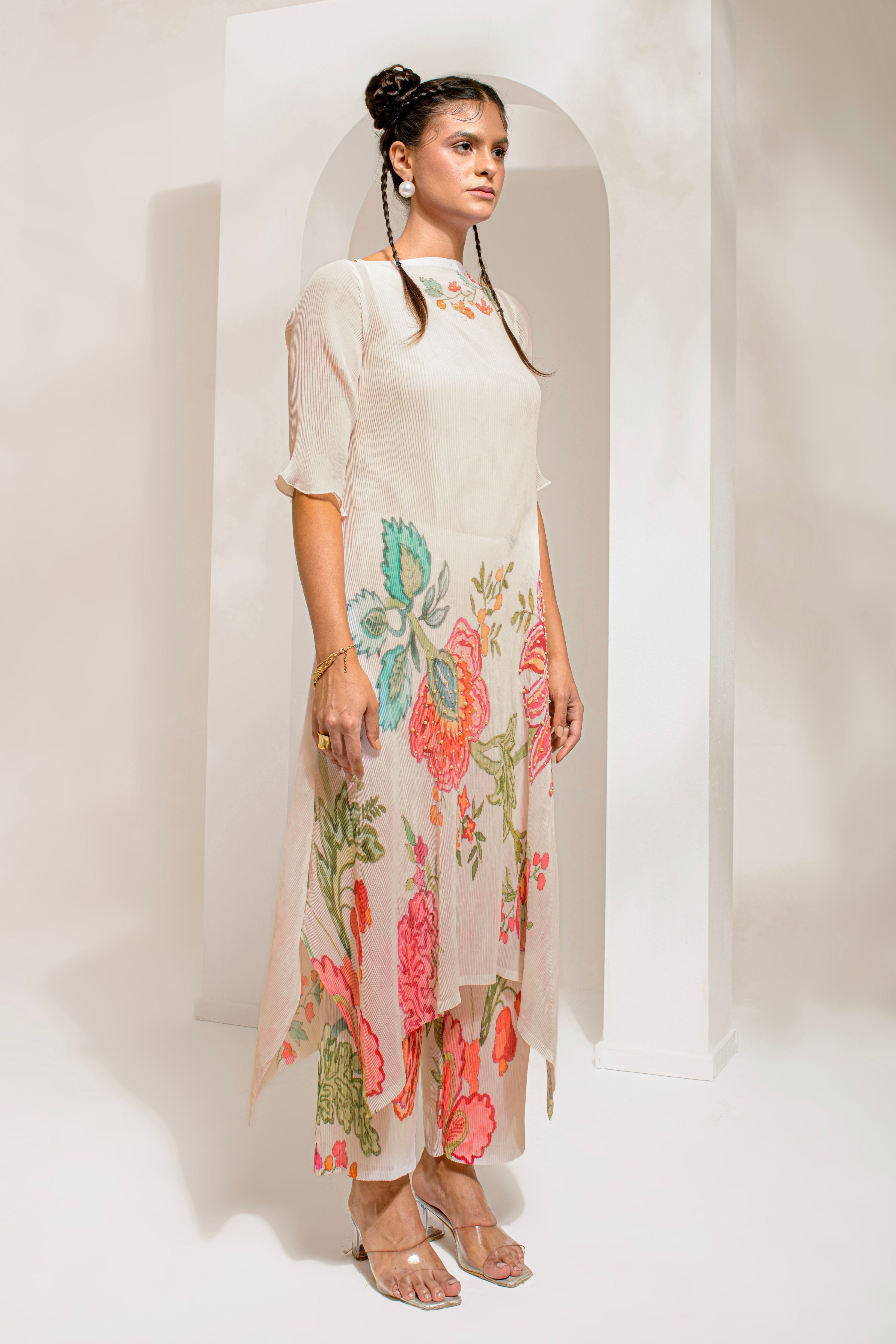 White Hp Kurta Set