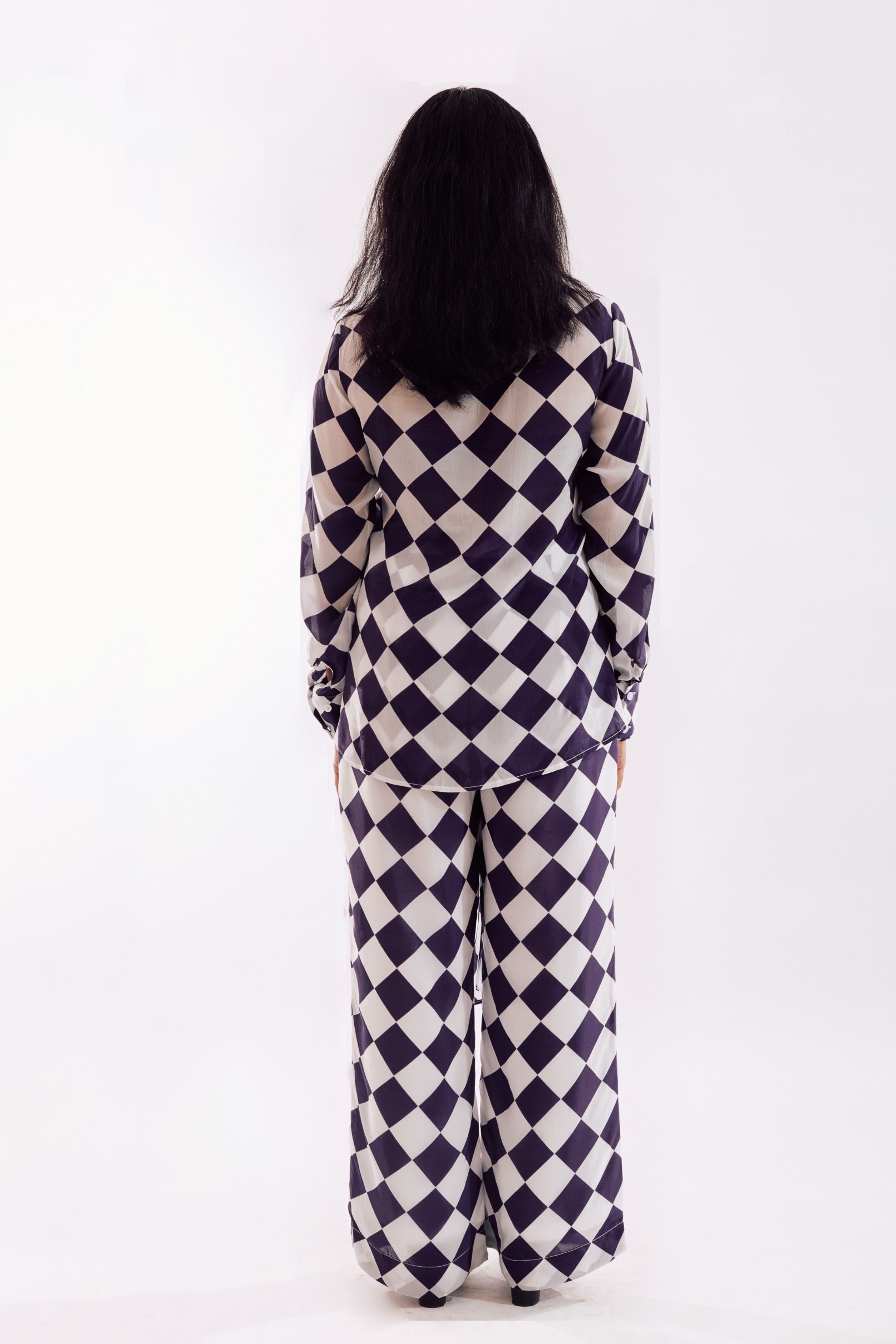 White Purple Check Skirt Co-Ord set
