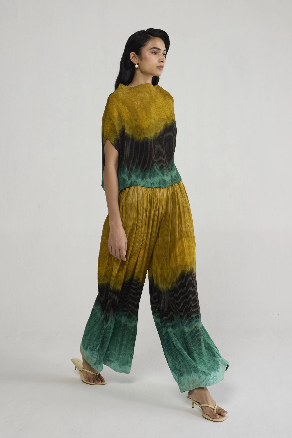 Uri Pintucks Flared Pants